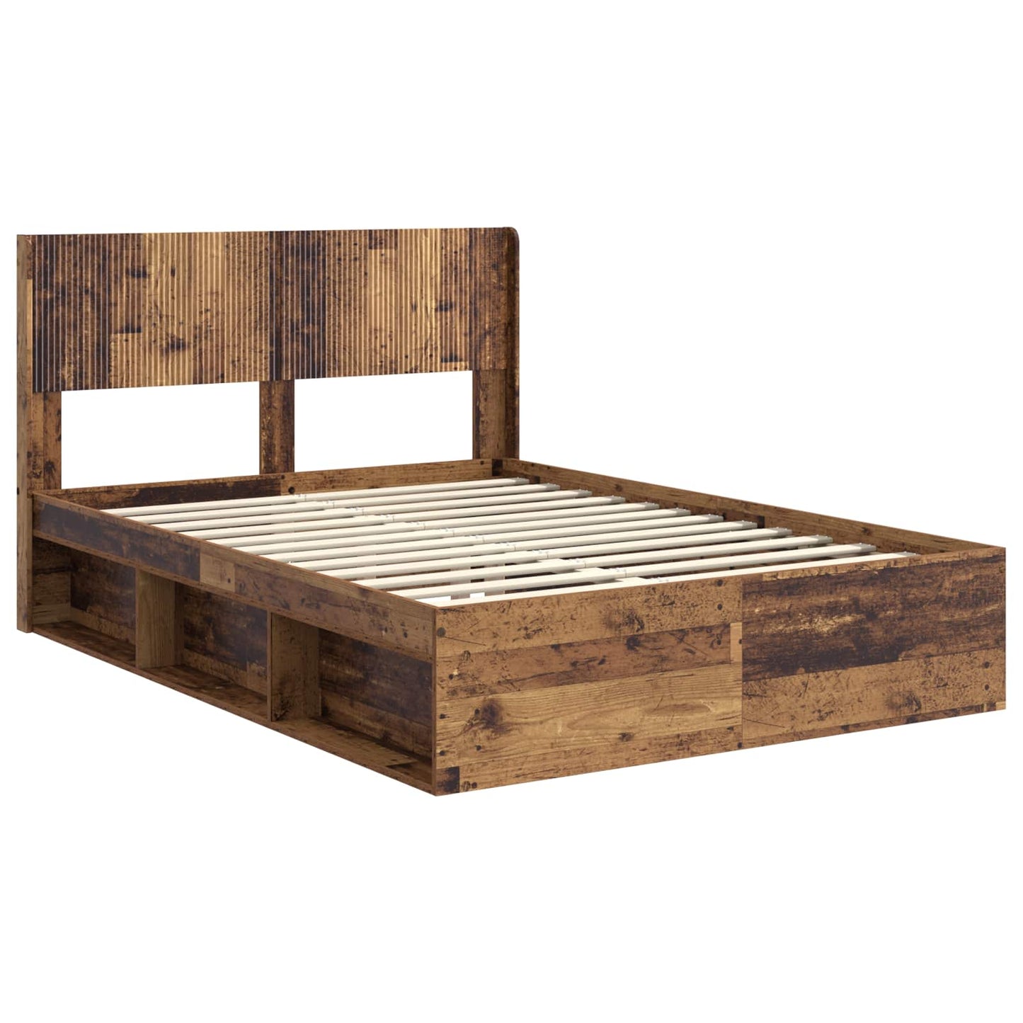 Bed Frame with Storage and Headboard Old Wood 120 x 200 cm
