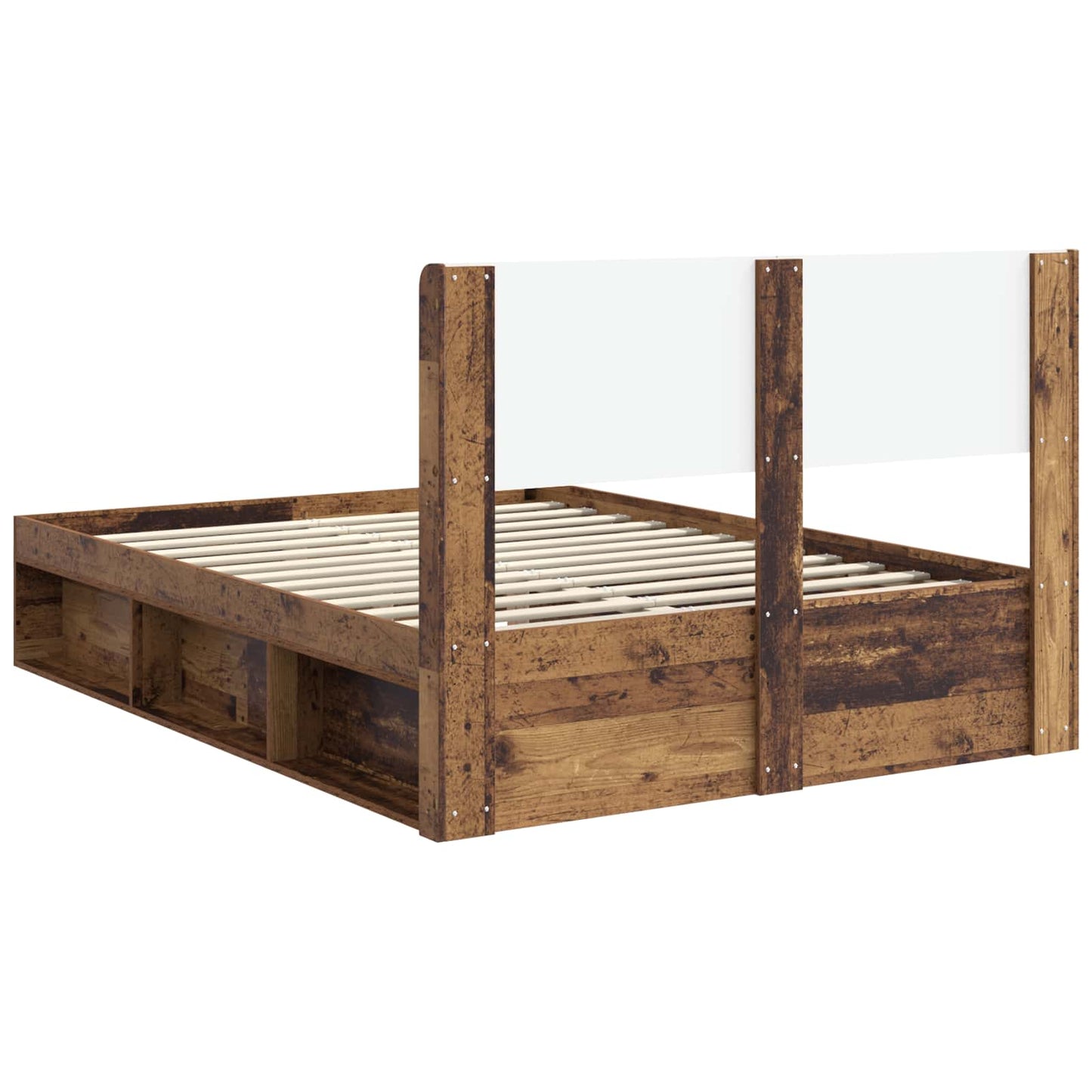 Bed Frame with Storage and Headboard Old Wood 120 x 200 cm