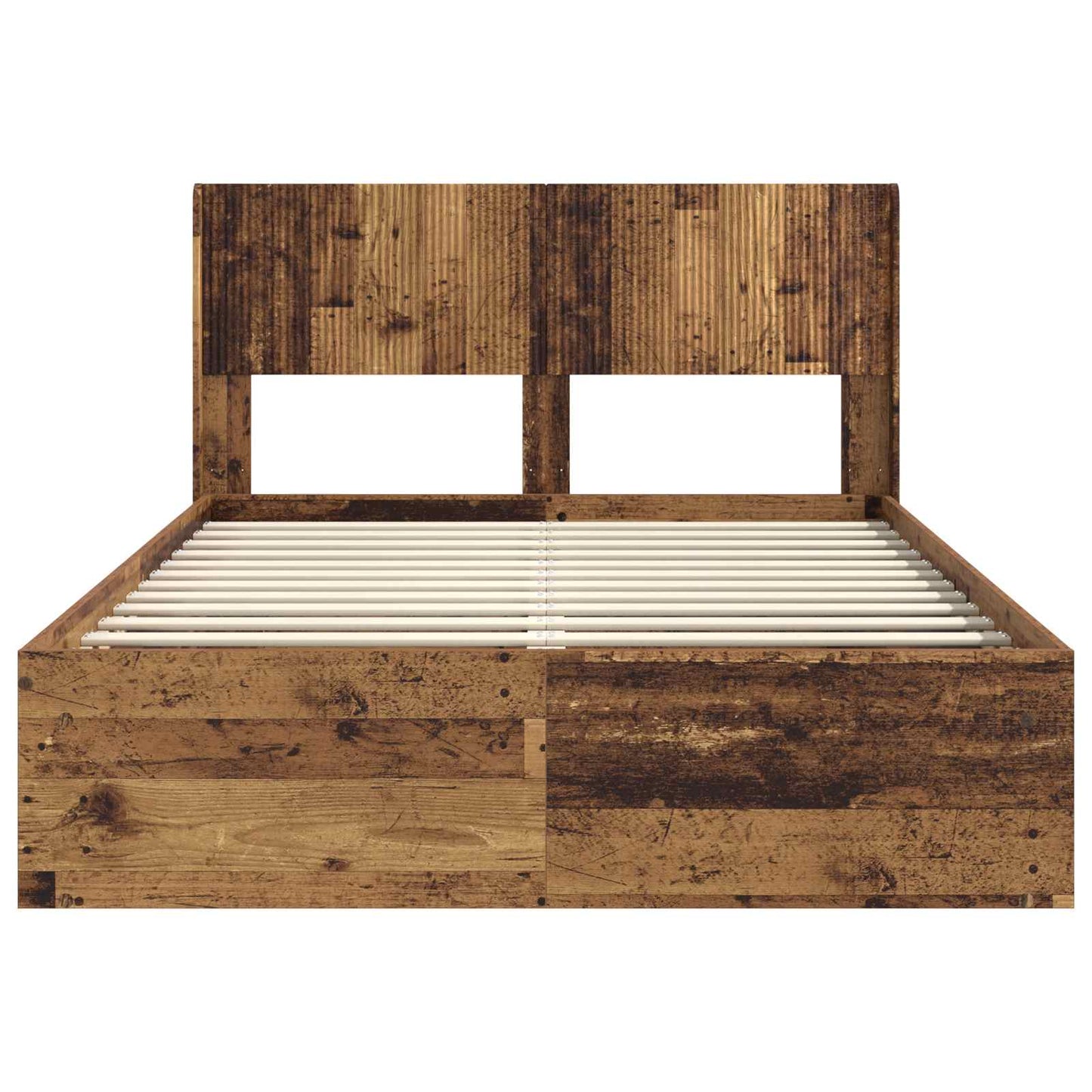 Bed Frame with Storage and Headboard Old Wood 120 x 200 cm