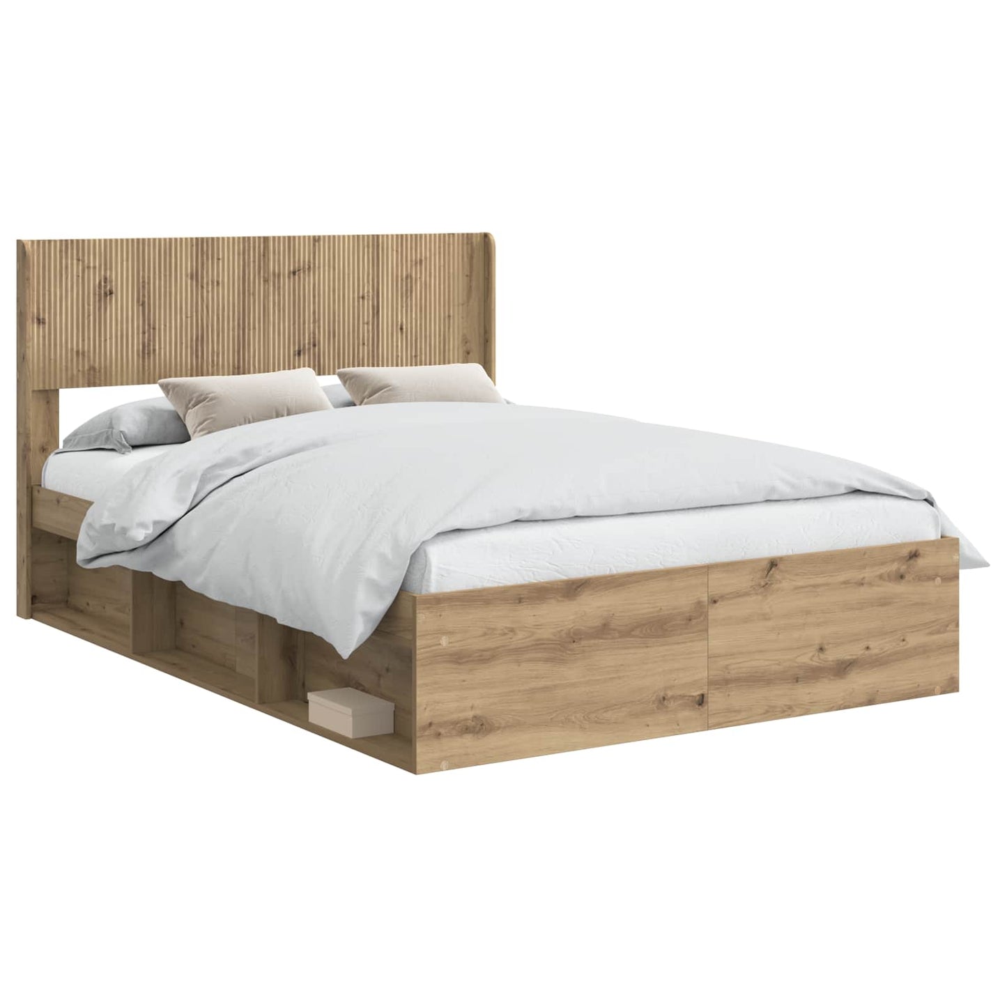Bed Frame with Storage and Headboard Artisan Oak 120 x 200 cm
