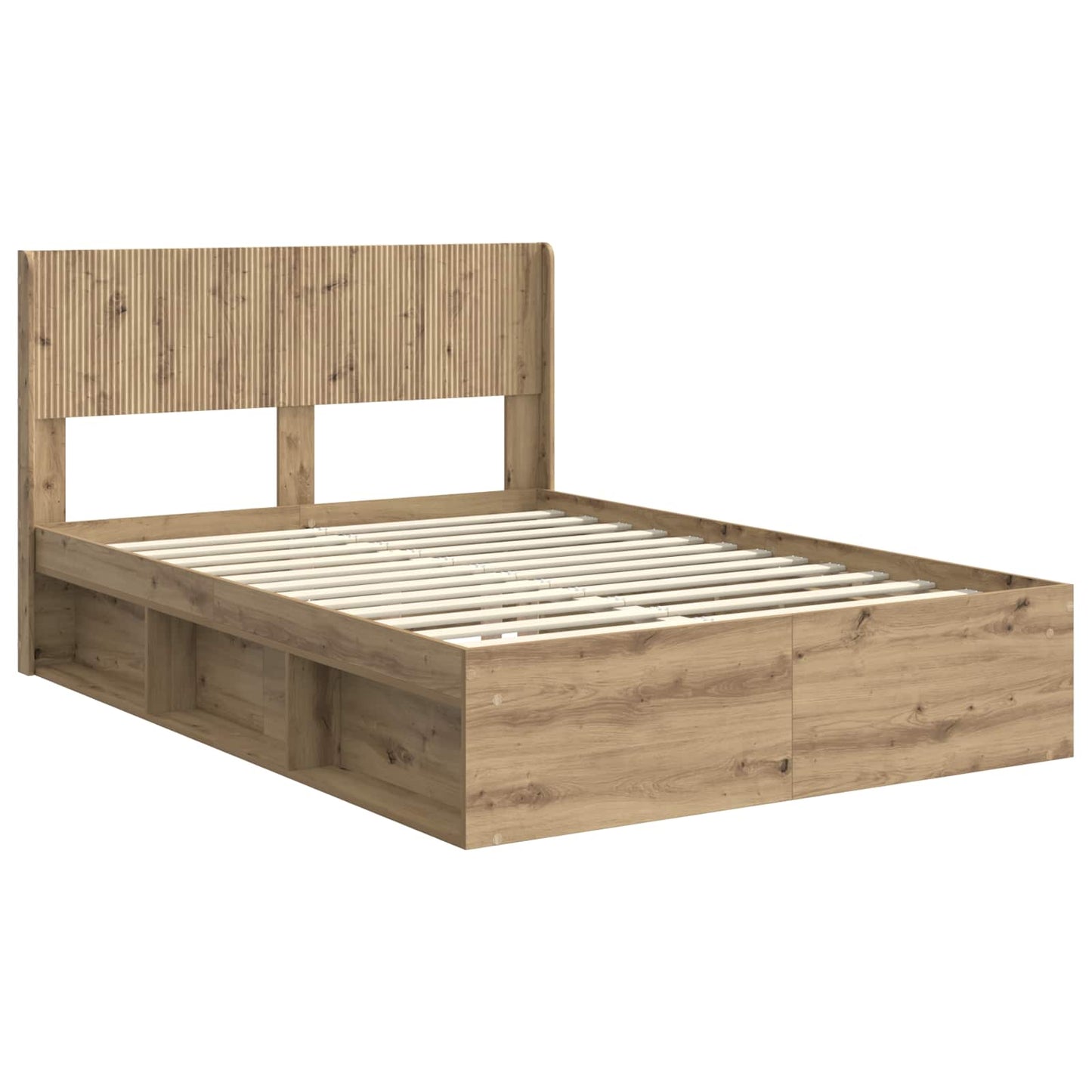 Bed Frame with Storage and Headboard Artisan Oak 120 x 200 cm
