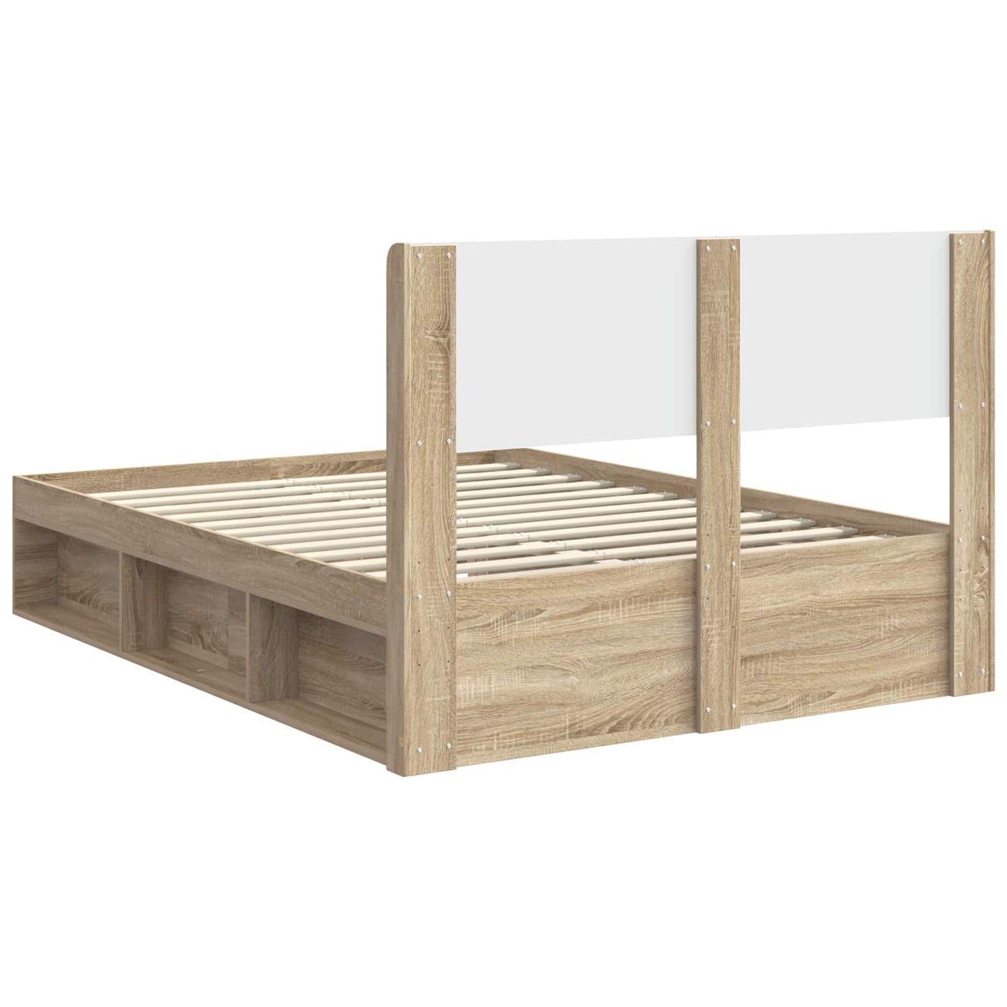 Bed Frame with Storage and Headboard Sonoma Oak 120 x 190 cm