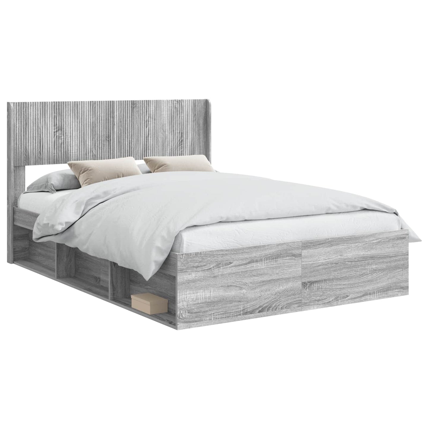 Bed Frame with Storage and Headboard Grey Sonoma 120 x 190 cm