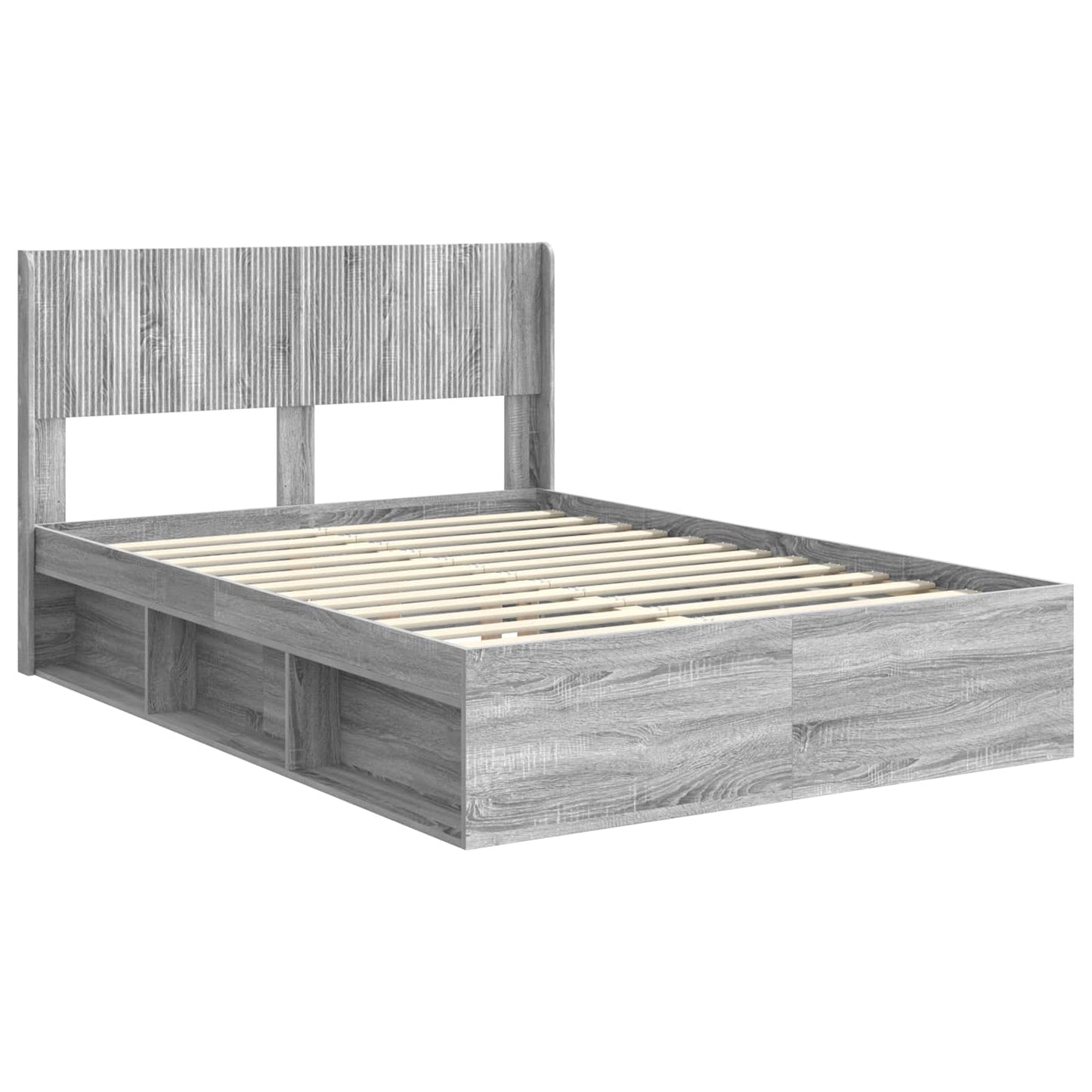 Bed Frame with Storage and Headboard Grey Sonoma 120 x 190 cm