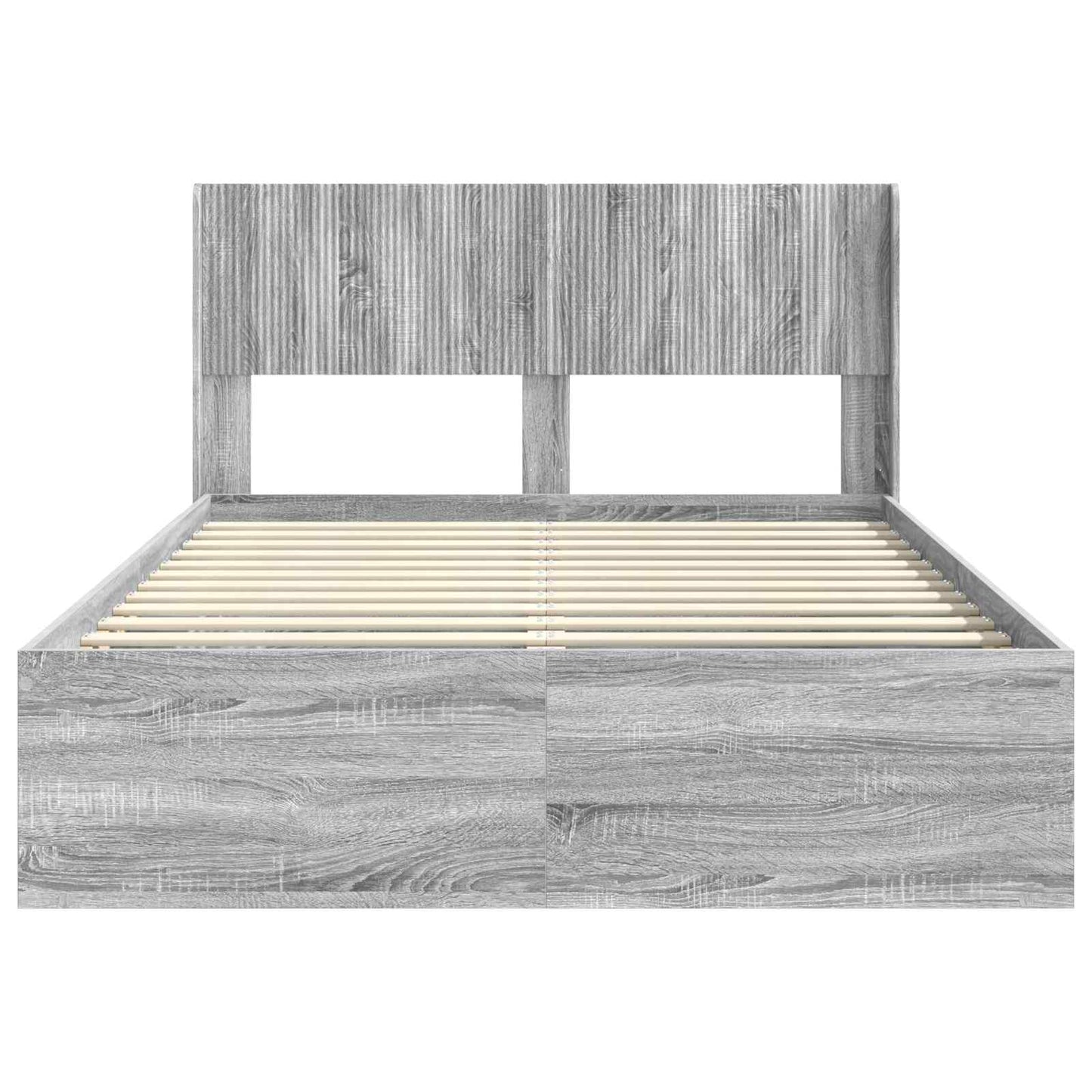 Bed Frame with Storage and Headboard Grey Sonoma 120 x 190 cm