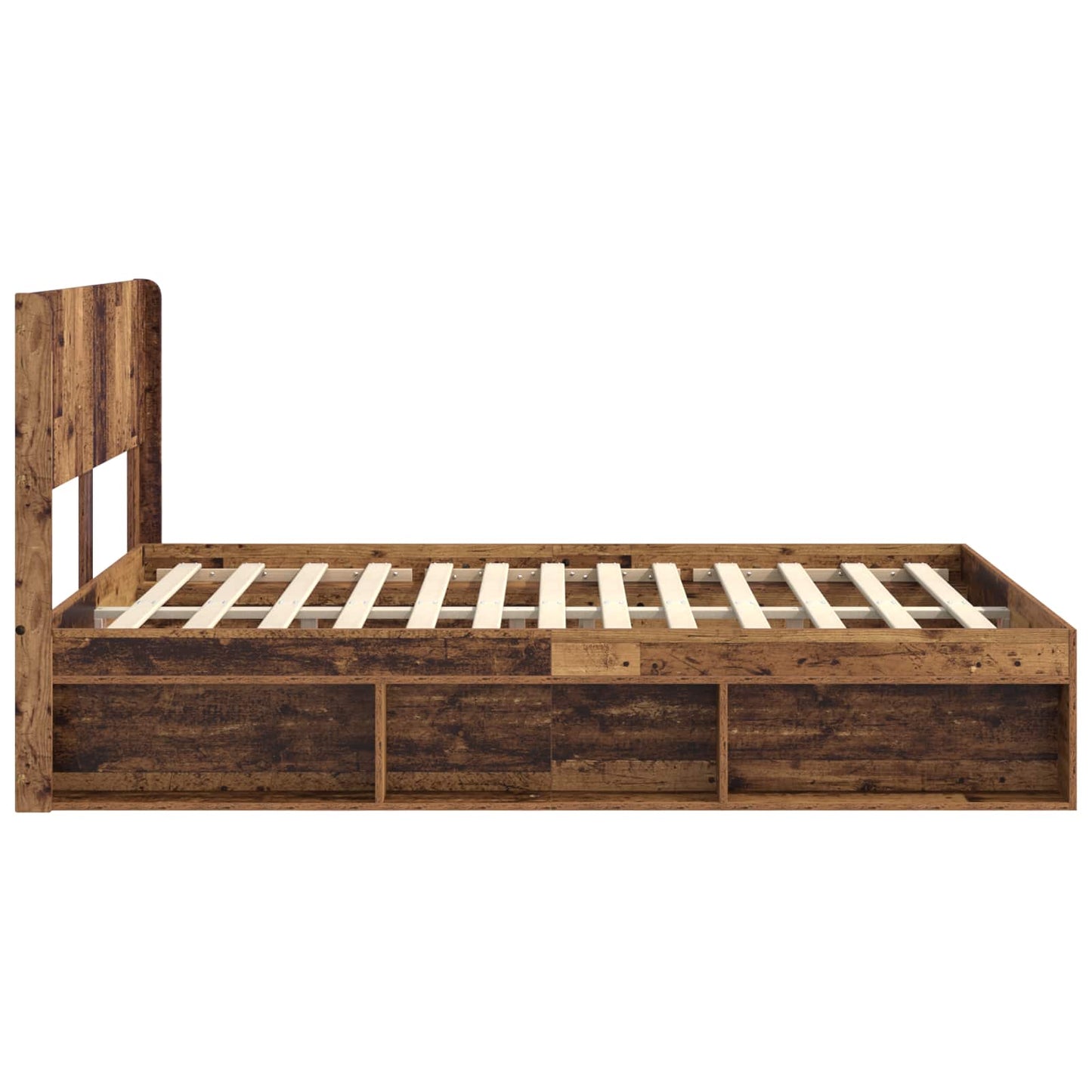 Bed Frame with Storage and Headboard Old Wood 120 x 190 cm