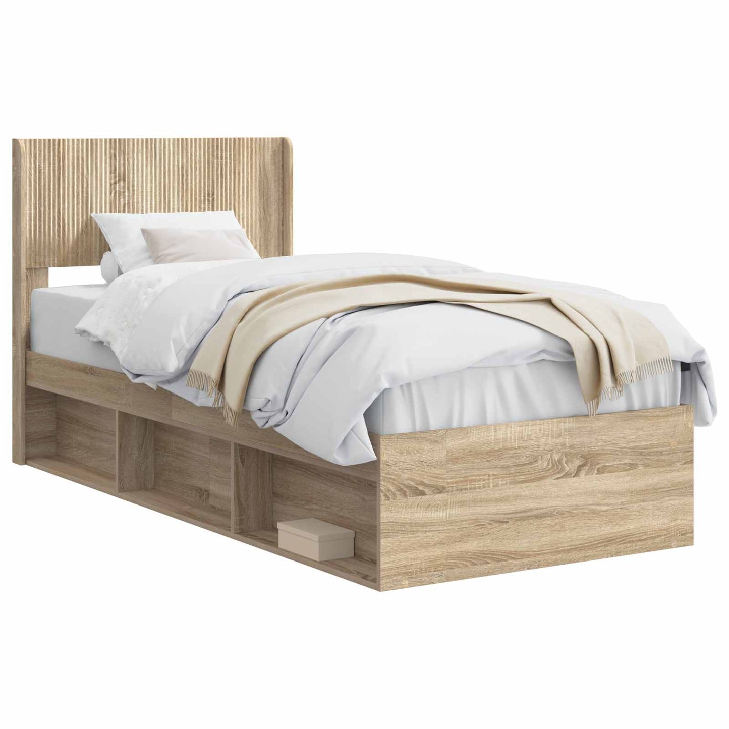 Bed Frame with Storage and Headboard Sonoma Oak 100 x 200 cm