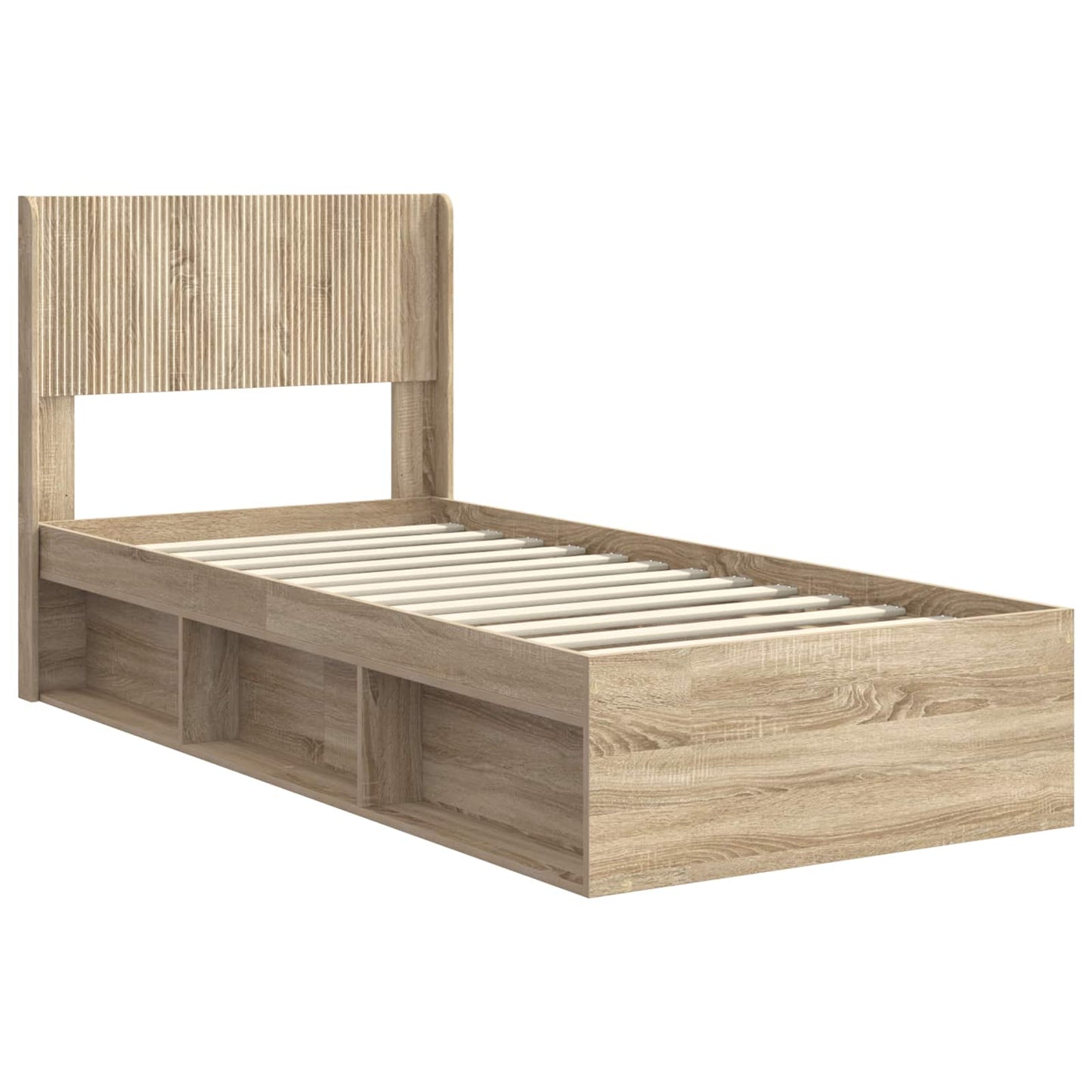 Bed Frame with Storage and Headboard Sonoma Oak 100 x 200 cm