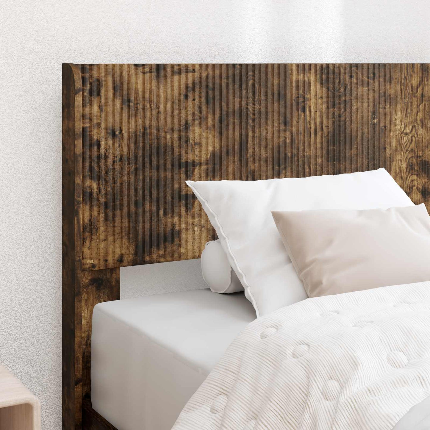 Bed Frame with Storage and Headboard Smoked Oak 100 x 200 cm