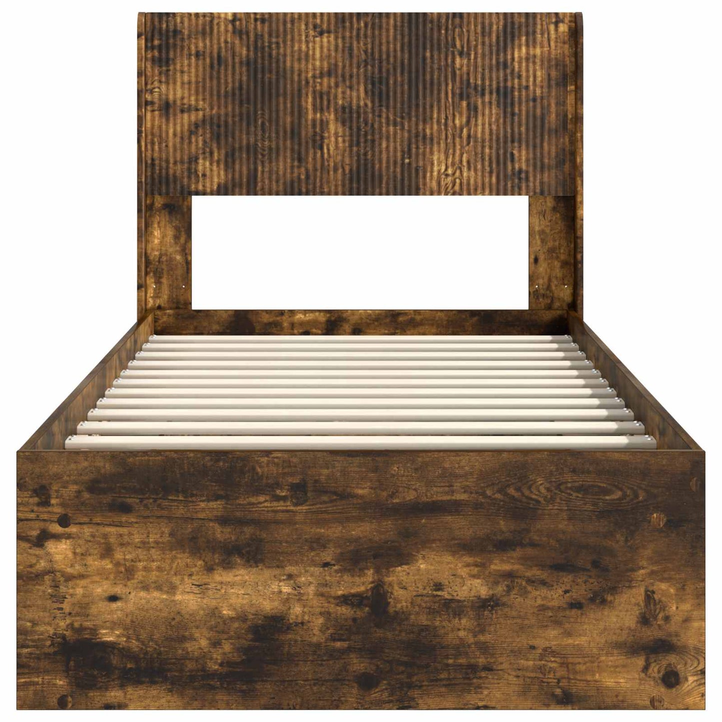 Bed Frame with Storage and Headboard Smoked Oak 100 x 200 cm