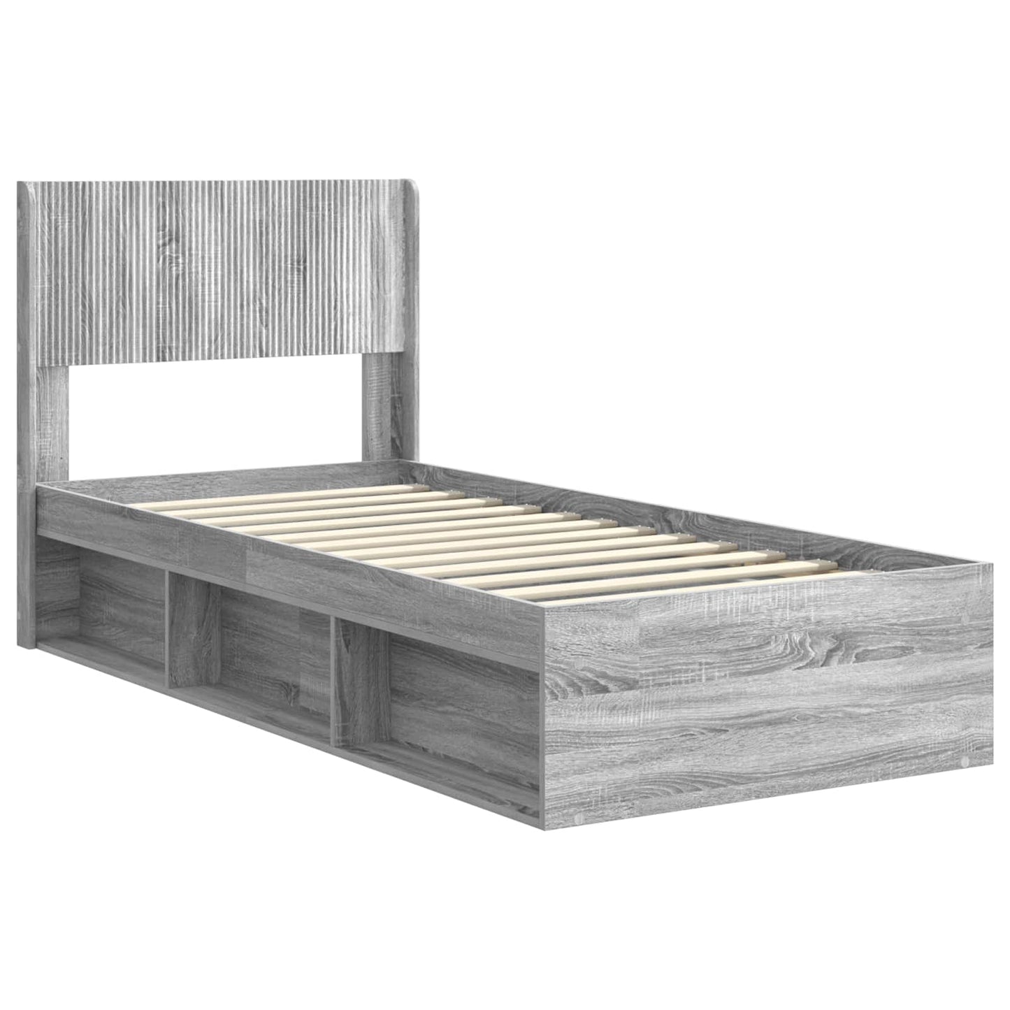 Bed Frame with Storage and Headboard Grey Sonoma 100 x 200 cm