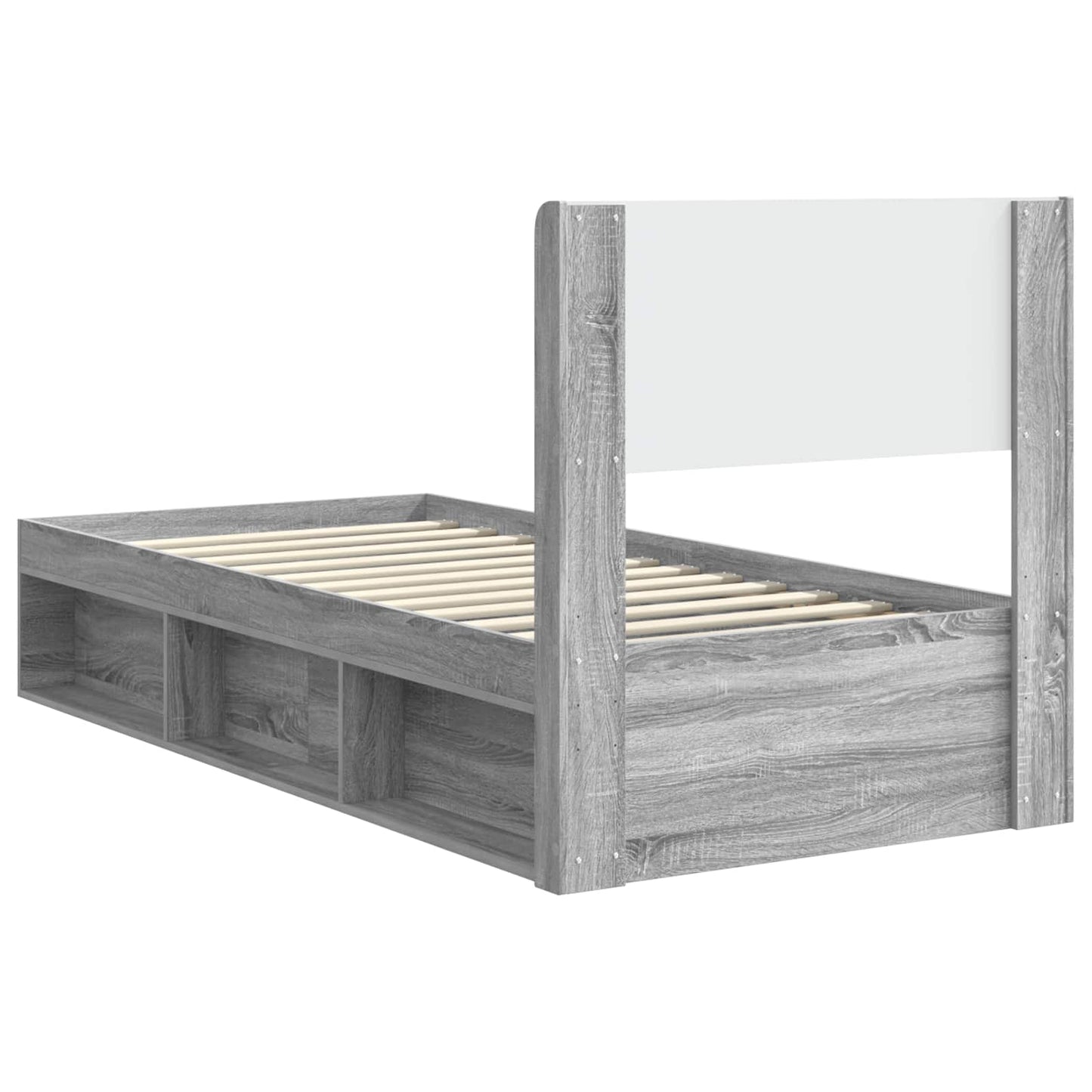 Bed Frame with Storage and Headboard Grey Sonoma 100 x 200 cm