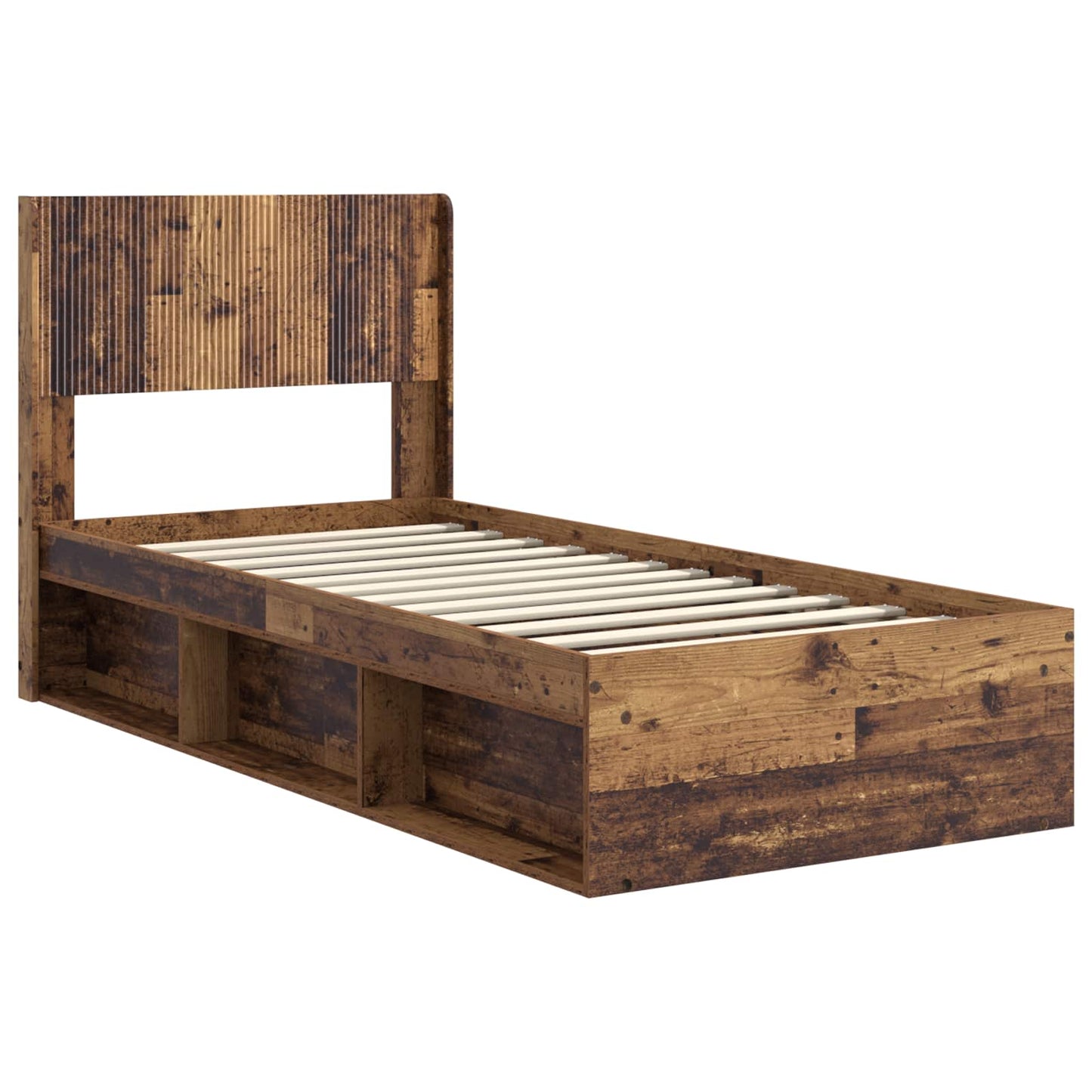 Bed Frame with Storage and Headboard Old Wood 100 x 200 cm