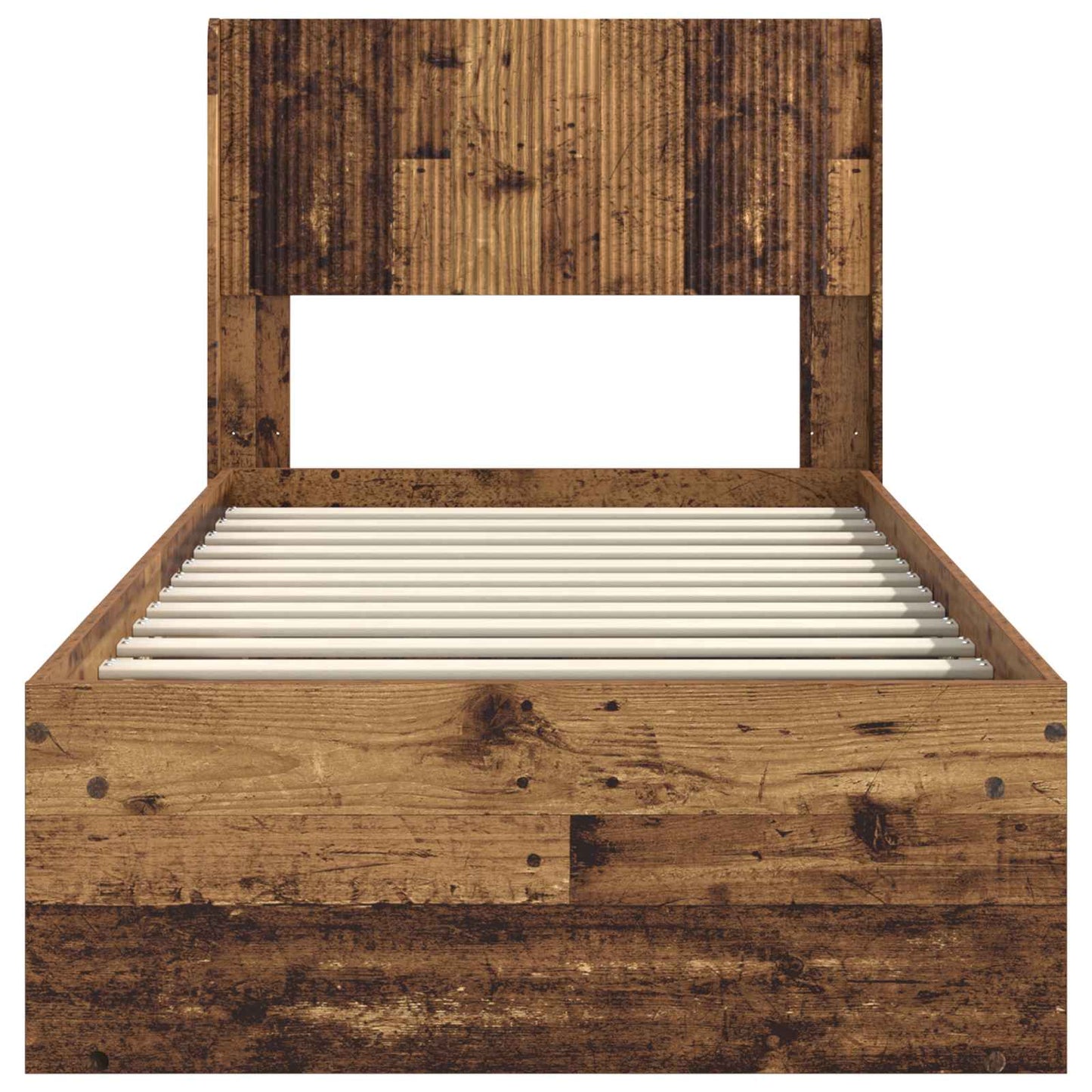 Bed Frame with Storage and Headboard Old Wood 100 x 200 cm