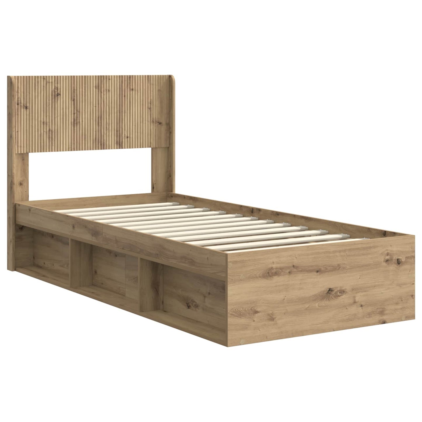 Bed Frame with Storage and Headboard Artisan Oak 100 x 200 cm