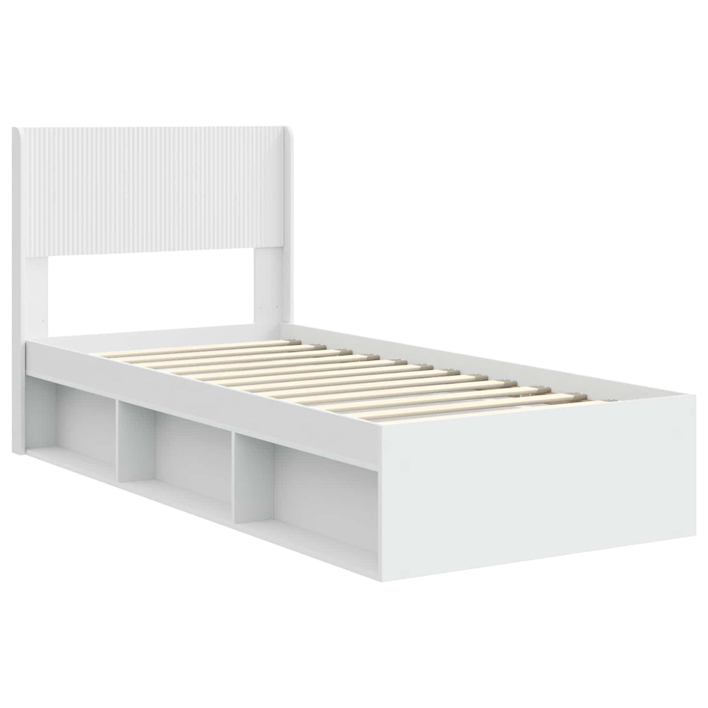 Bed Frame with Storage and Headboard White 90 x 200 cm