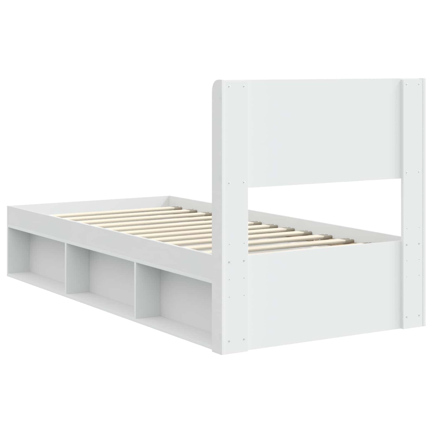 Bed Frame with Storage and Headboard White 90 x 200 cm