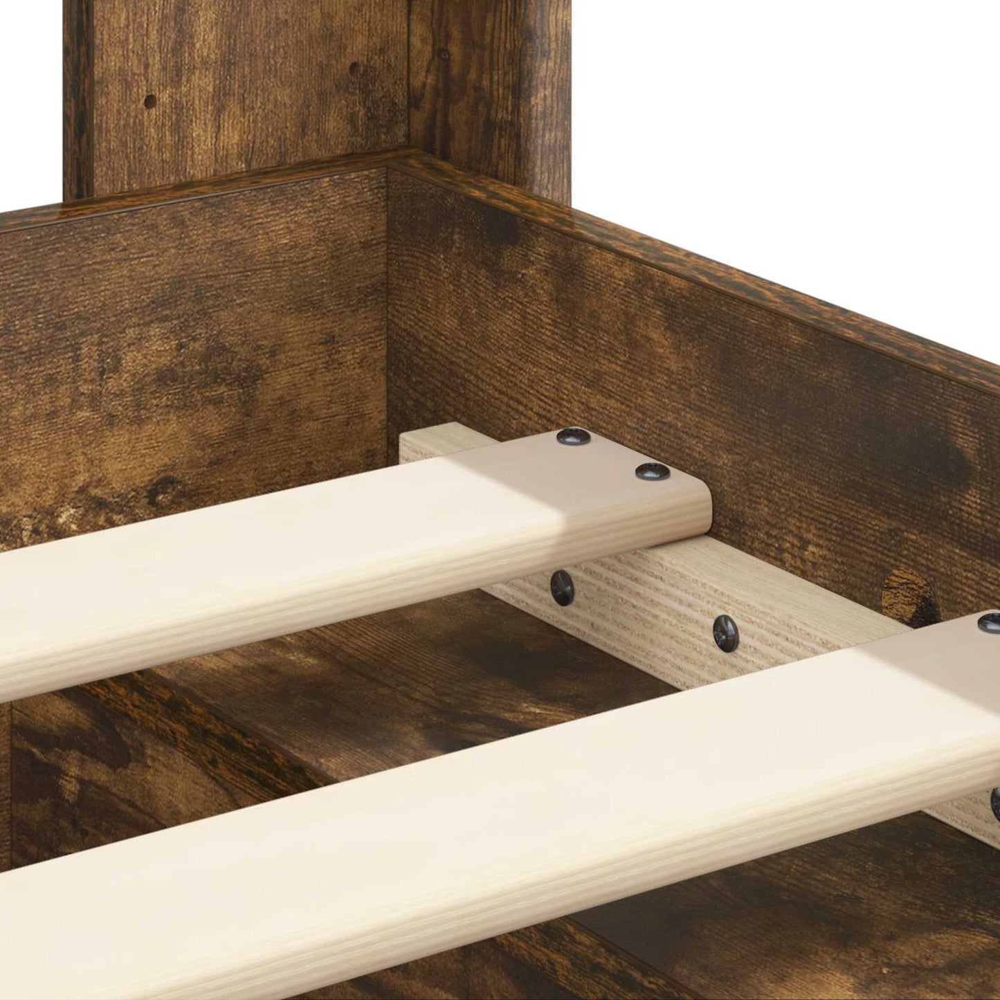 Bed Frame with Storage and Headboard Smoked Oak 90 x 200 cm