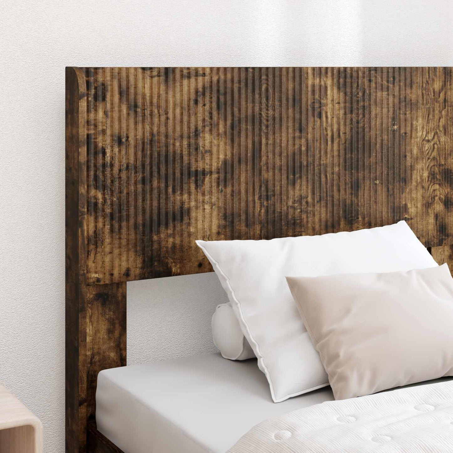 Bed Frame with Storage and Headboard Smoked Oak 90 x 200 cm