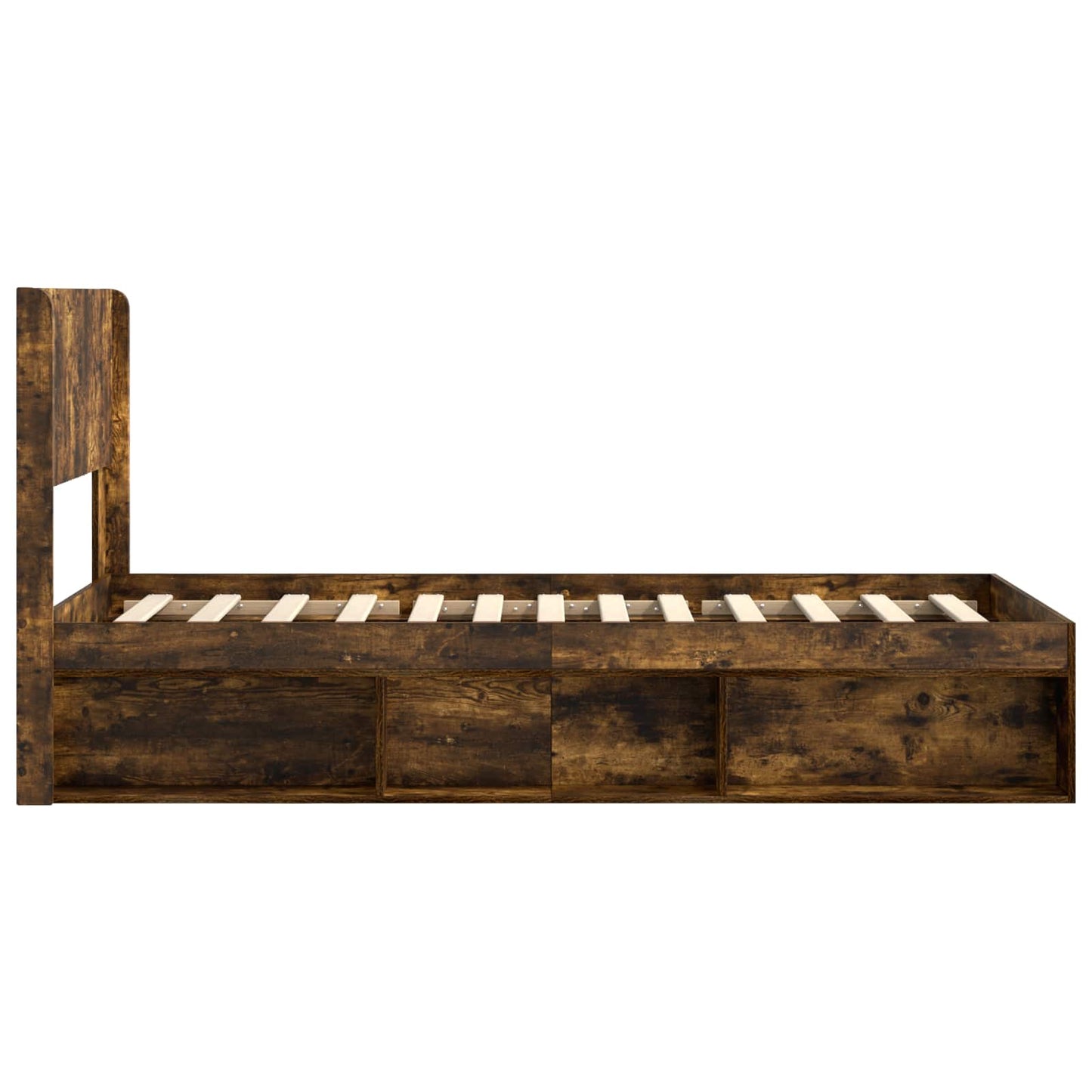 Bed Frame with Storage and Headboard Smoked Oak 90 x 200 cm