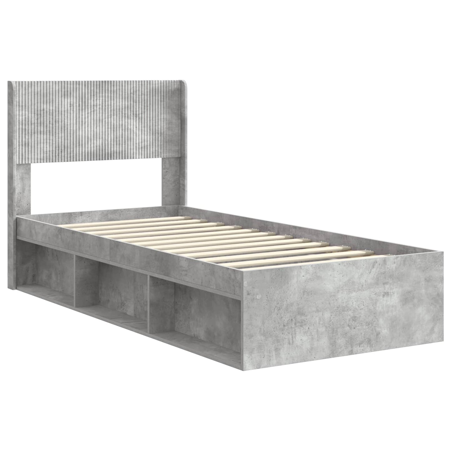 Bed Frame with Storage and Headboard Concrete Grey 90 x 190 cm