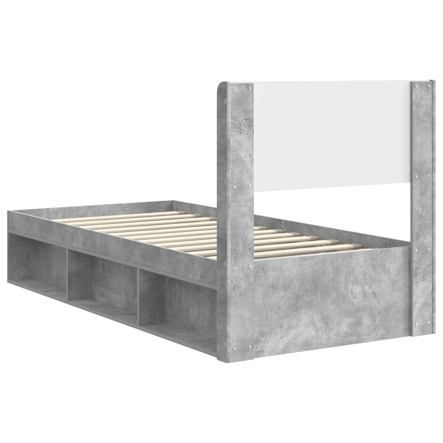 Bed Frame with Storage and Headboard Concrete Grey 90 x 190 cm