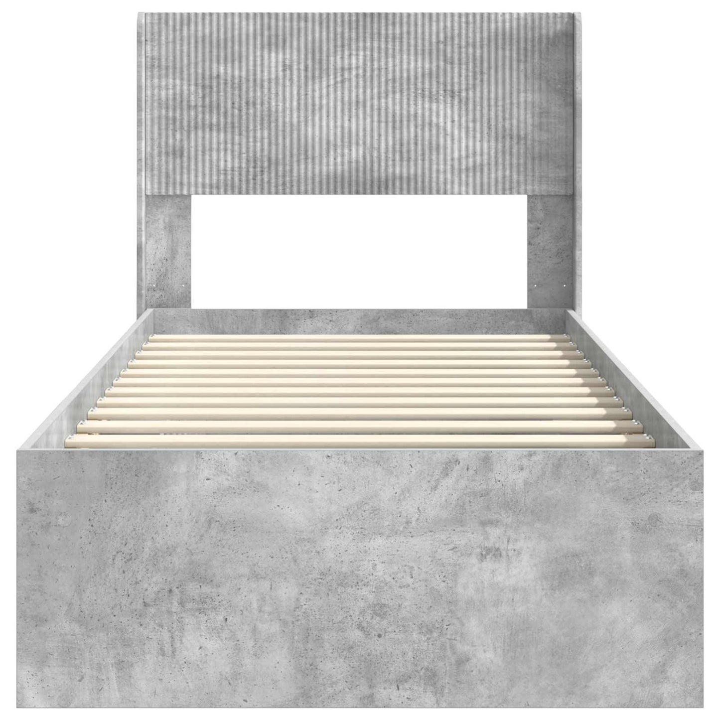 Bed Frame with Storage and Headboard Concrete Grey 90 x 190 cm