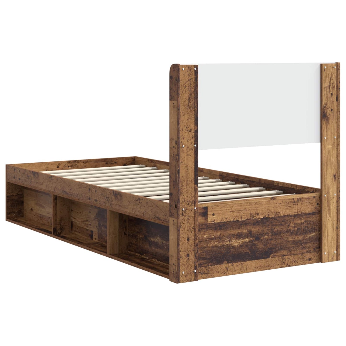 Bed Frame with Storage and Headboard Old Wood 90 x 190 cm