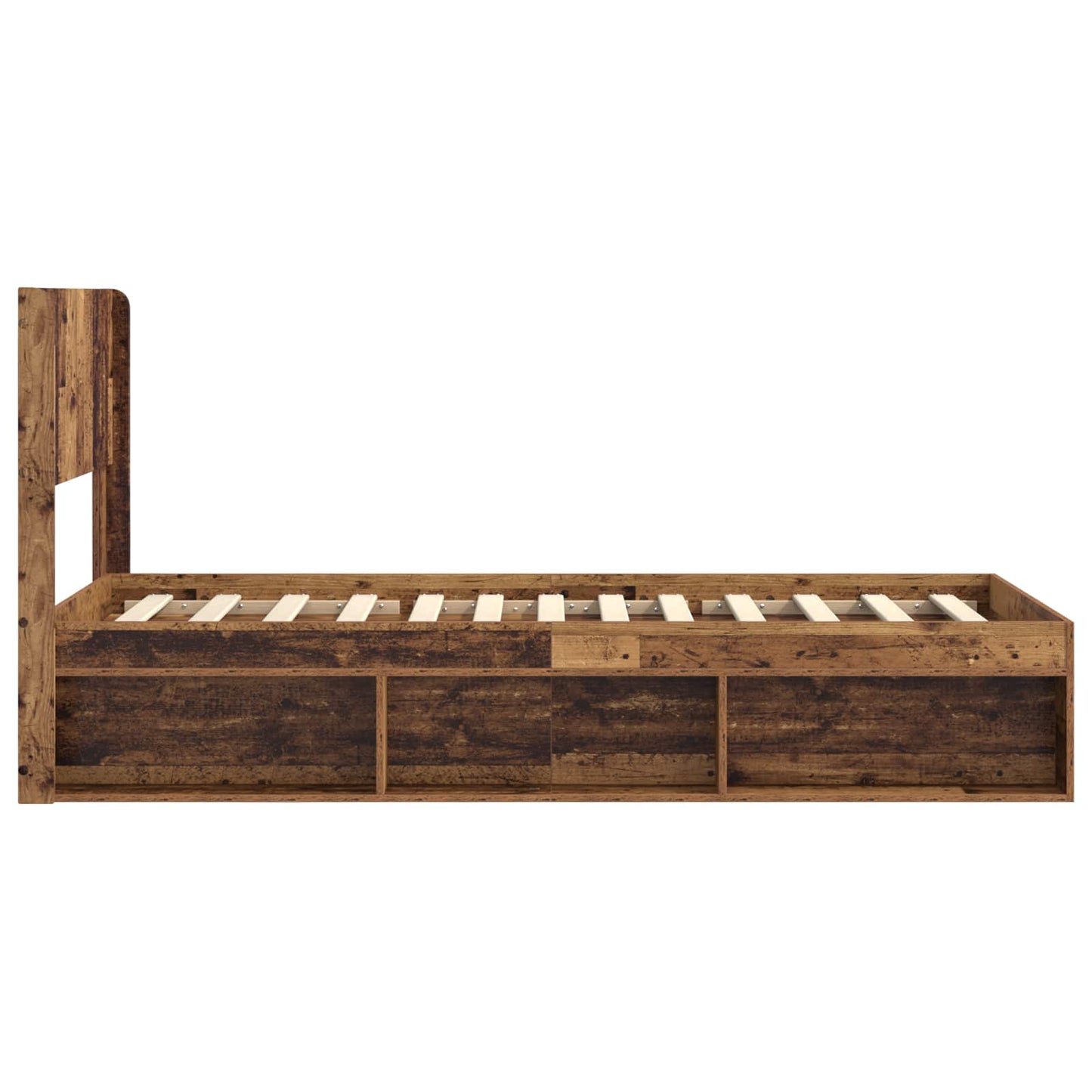 Bed Frame with Storage and Headboard Old Wood 90 x 190 cm
