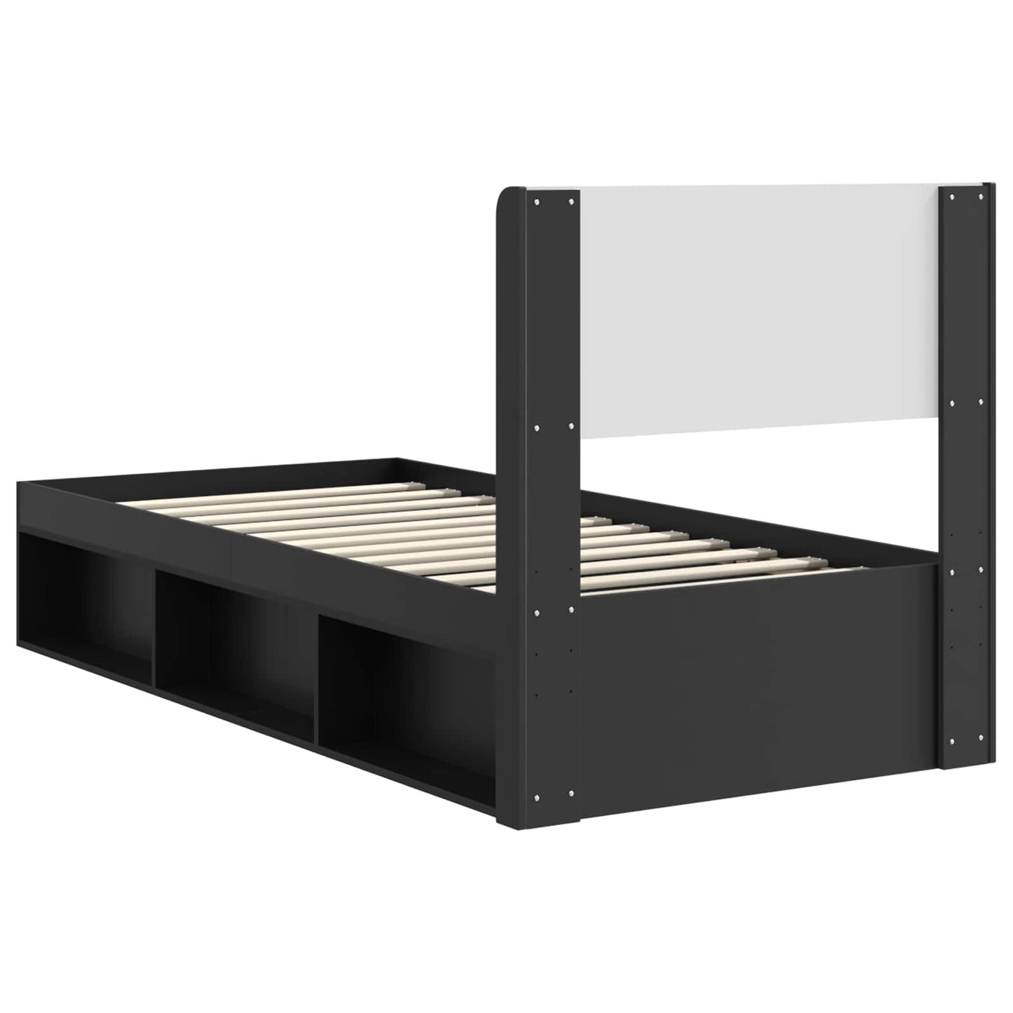 Bed Frame with Storage and Headboard Black 75 x 190 cm