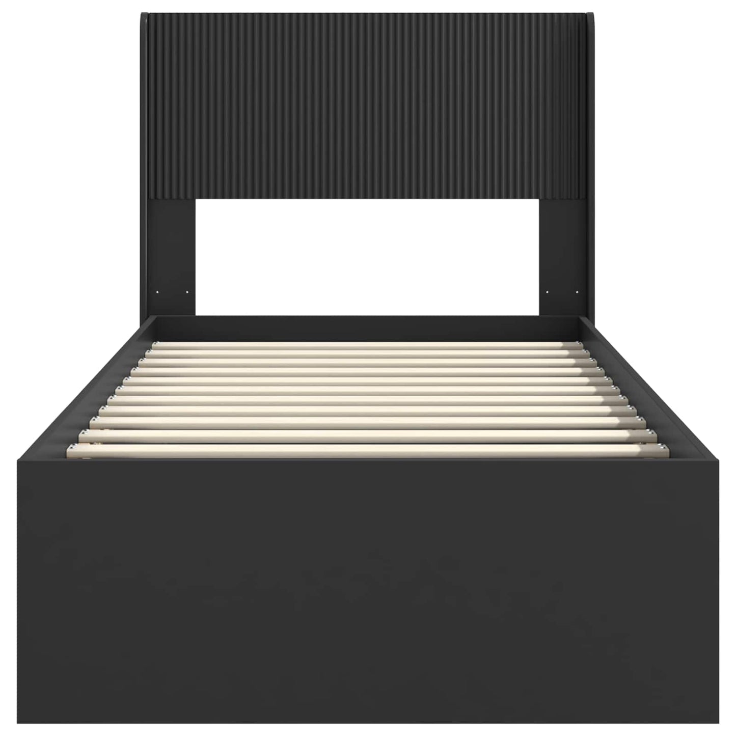Bed Frame with Storage and Headboard Black 75 x 190 cm