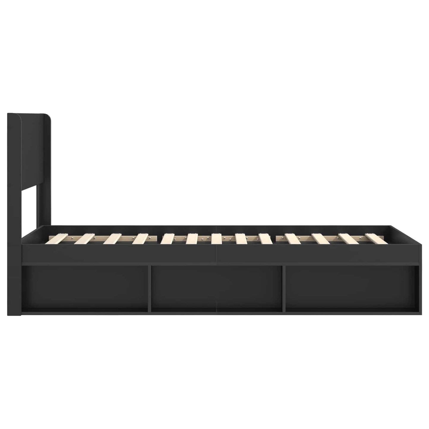 Bed Frame with Storage and Headboard Black 75 x 190 cm