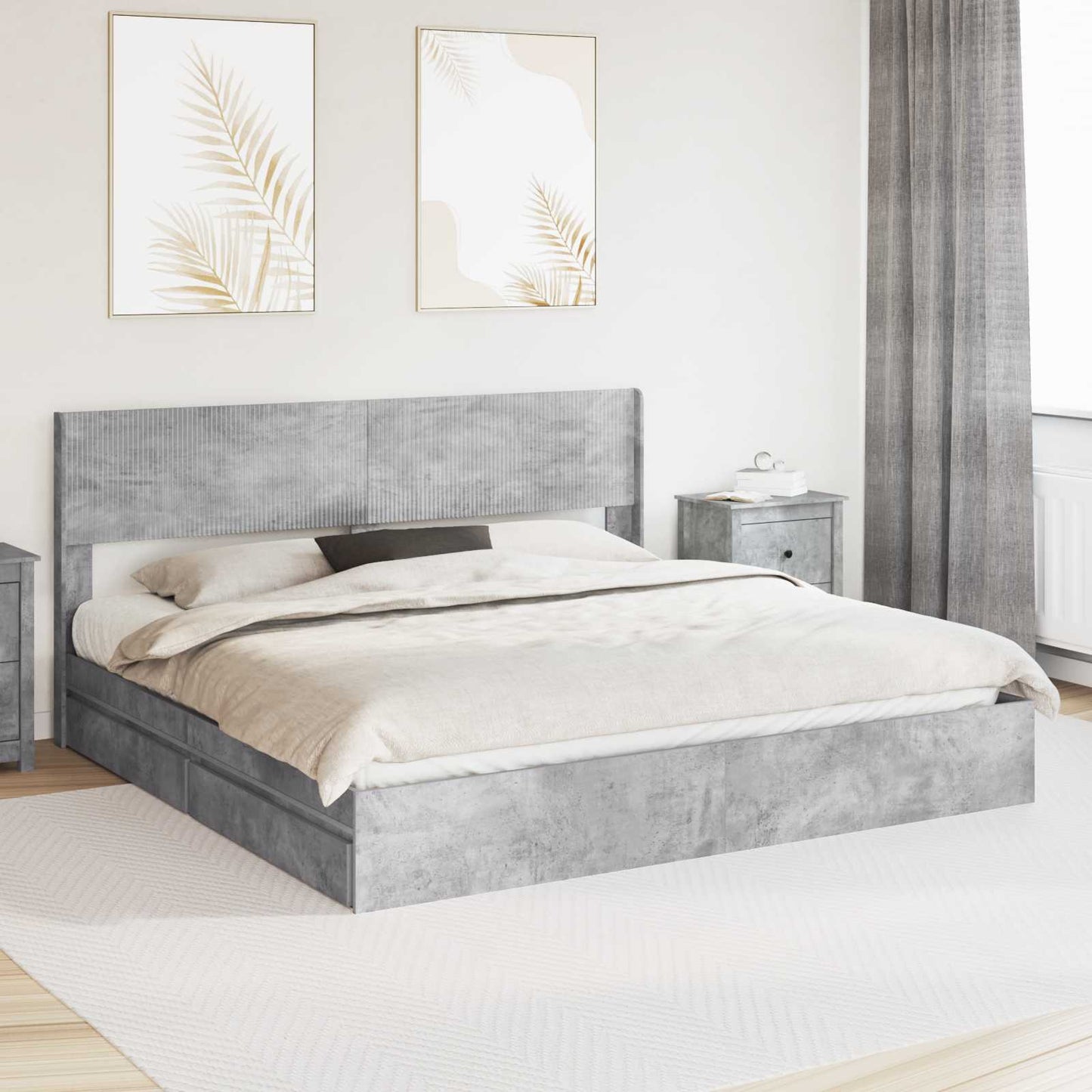 Bed Frame with Storage and Headboard 3 pcs Engineered Wood