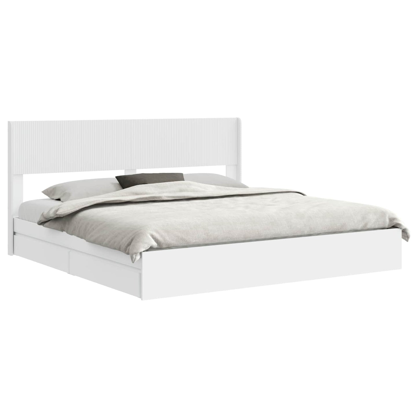 Bed Frame with Storage and Headboard White 180 x 200 cm