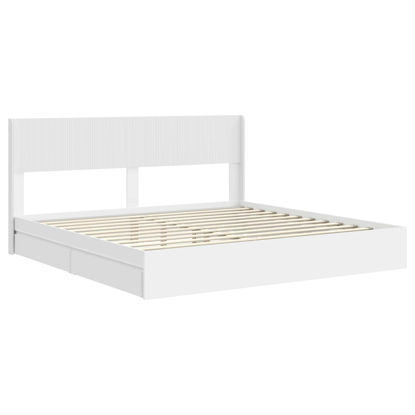 Bed Frame with Storage and Headboard White 180 x 200 cm