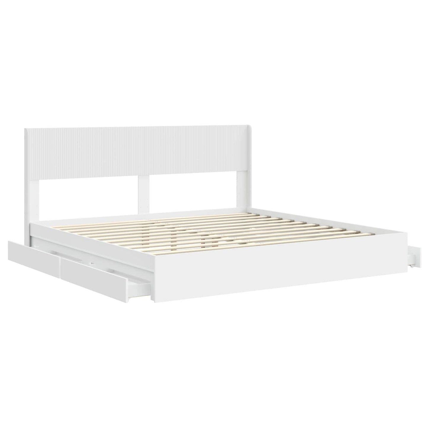 Bed Frame with Storage and Headboard White 180 x 200 cm