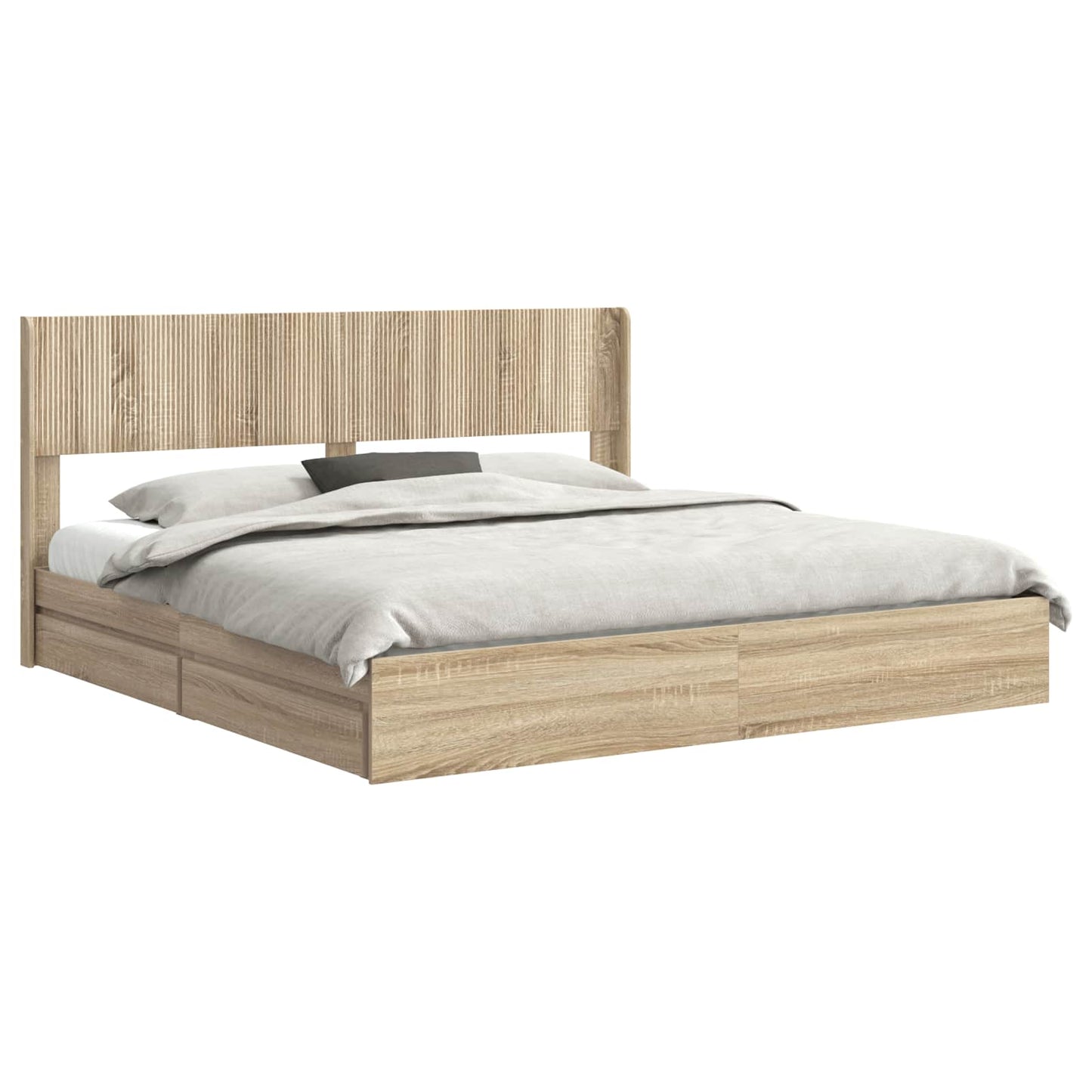 Bed Frame with Storage and Headboard Sonoma Oak 180 x 200 cm