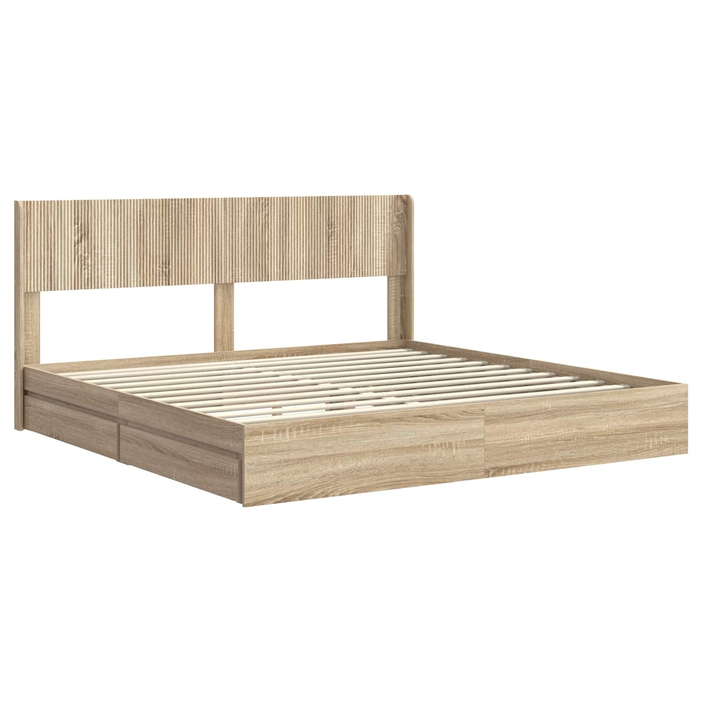 Bed Frame with Storage and Headboard Sonoma Oak 180 x 200 cm