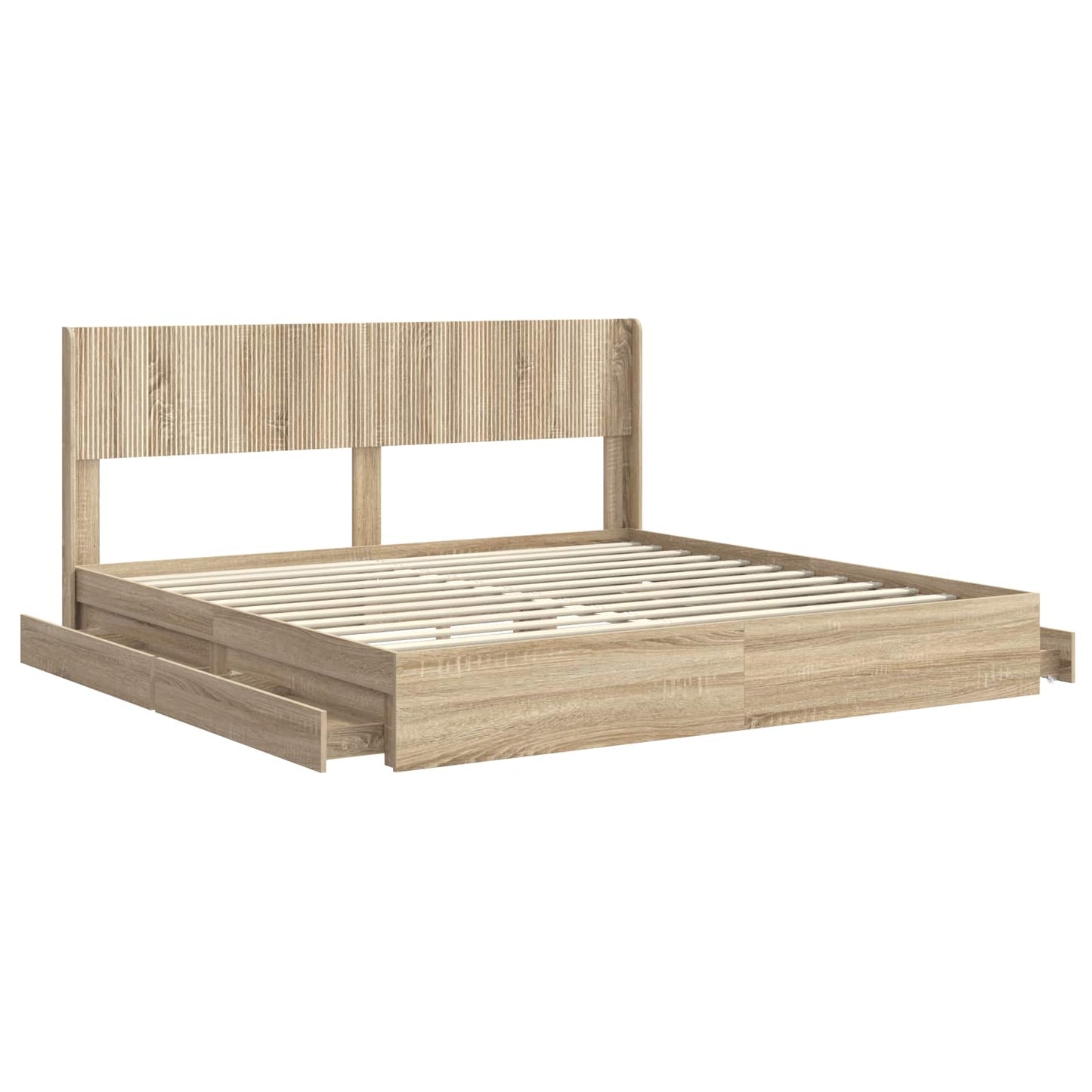 Bed Frame with Storage and Headboard Sonoma Oak 180 x 200 cm