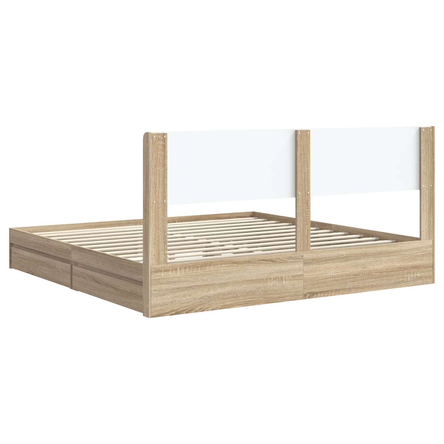 Bed Frame with Storage and Headboard Sonoma Oak 180 x 200 cm