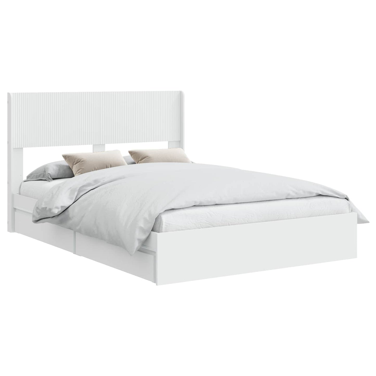 Bed Frame with Storage and Headboard White 160 x 200 cm