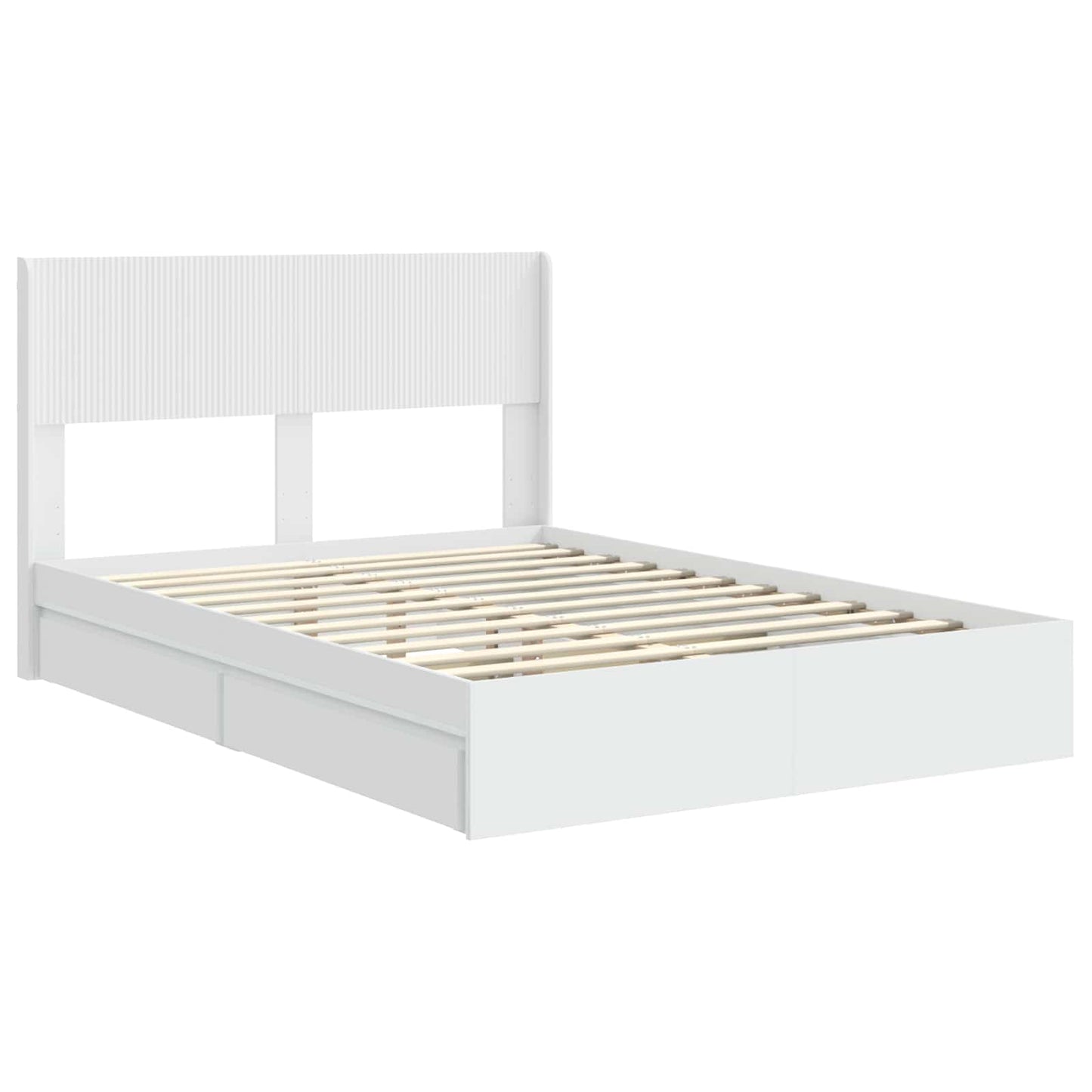Bed Frame with Storage and Headboard White 160 x 200 cm