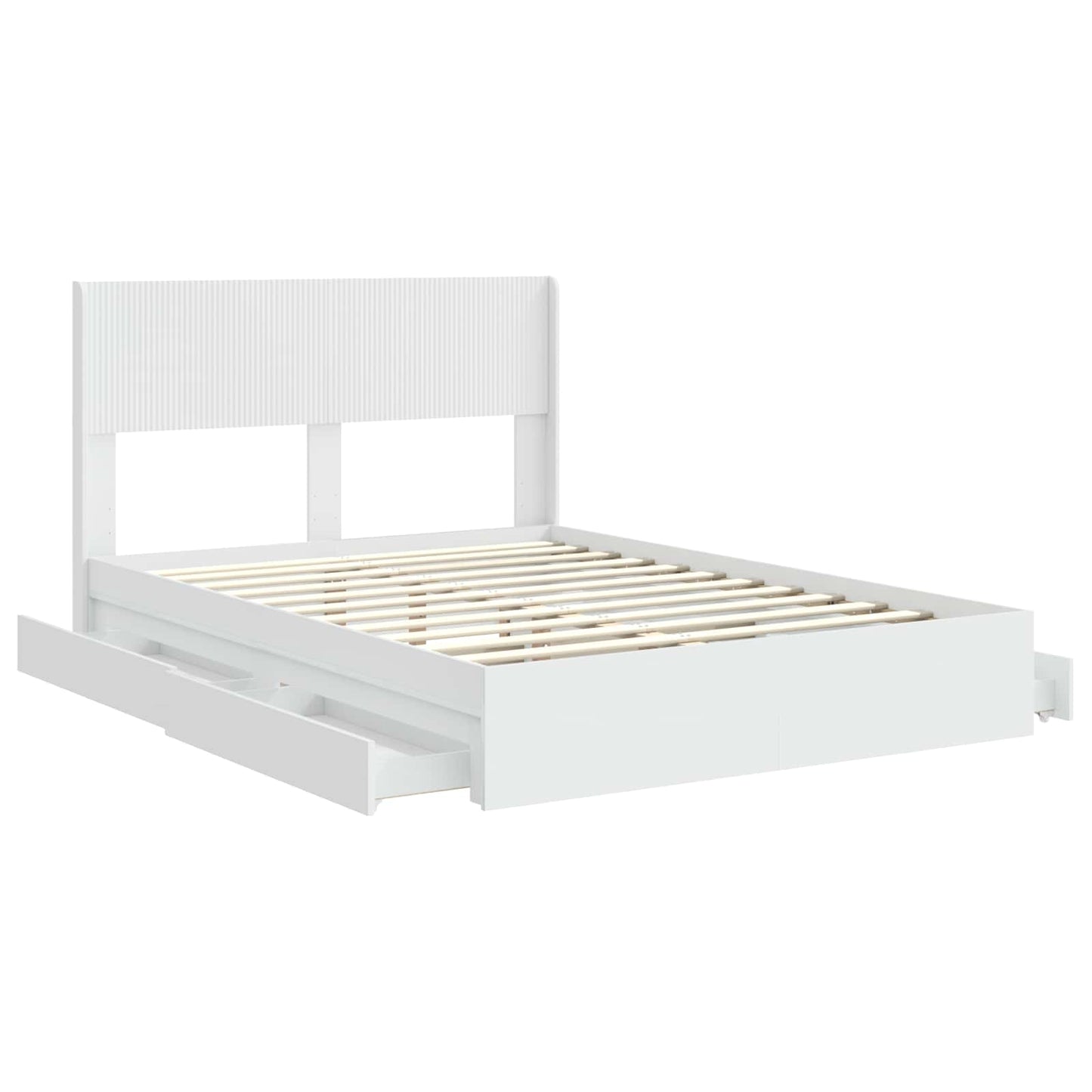 Bed Frame with Storage and Headboard White 160 x 200 cm