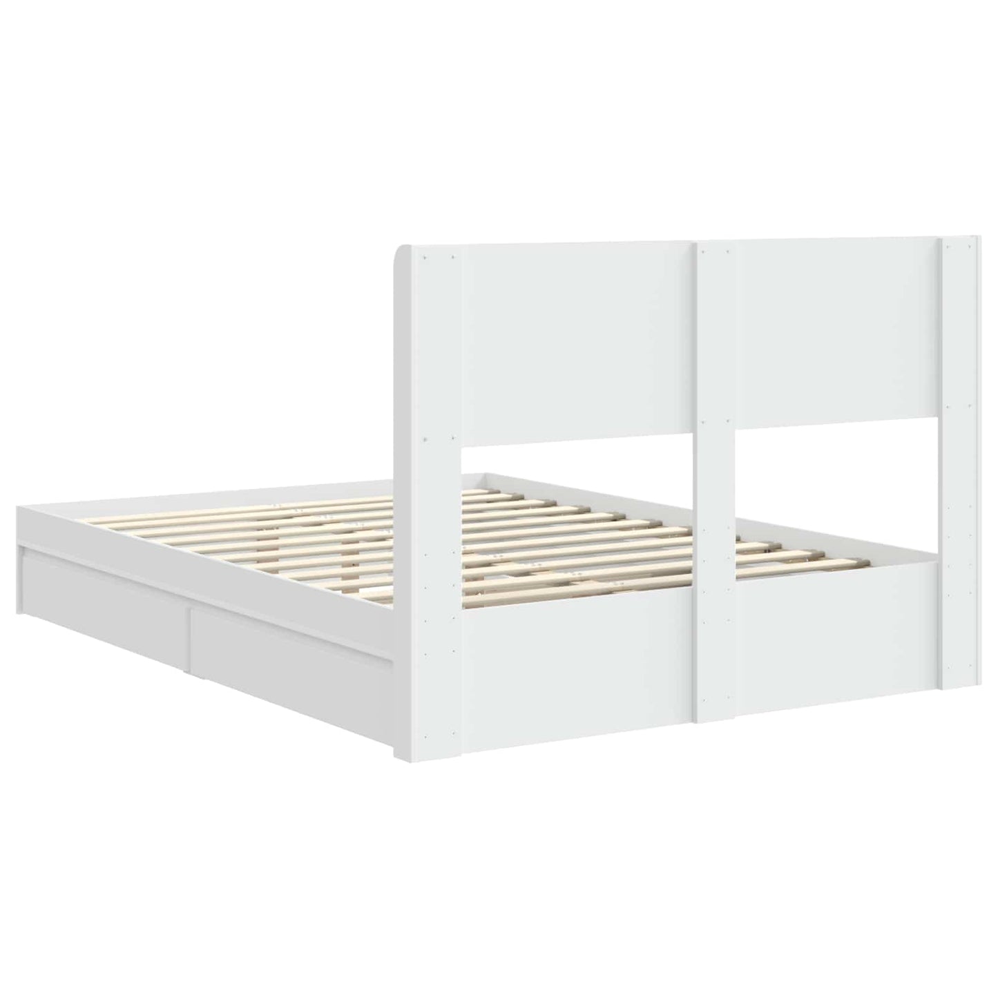 Bed Frame with Storage and Headboard White 160 x 200 cm