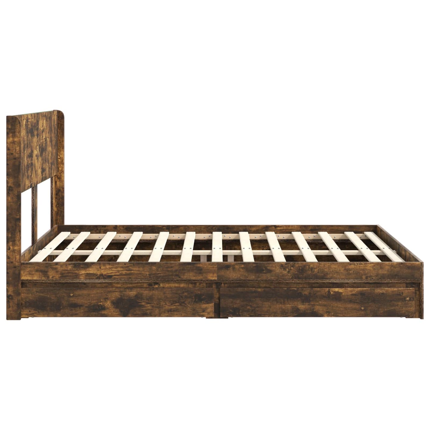 Bed Frame with Storage and Headboard Smoked Oak 160 x 200 cm