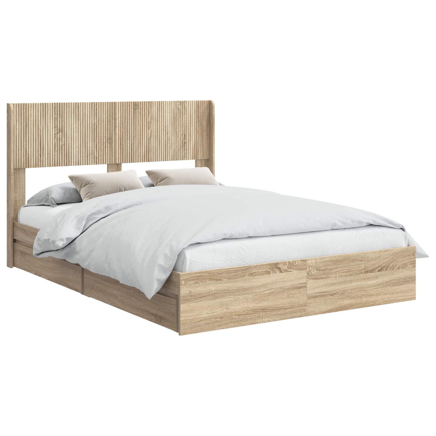 Bed Frame with Storage and Headboard Sonoma Oak 150 x 200 cm