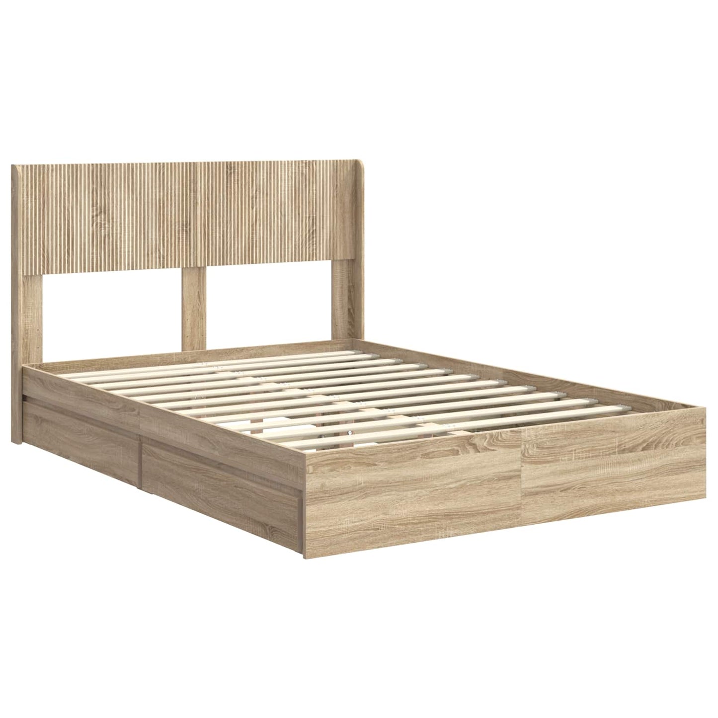 Bed Frame with Storage and Headboard Sonoma Oak 150 x 200 cm