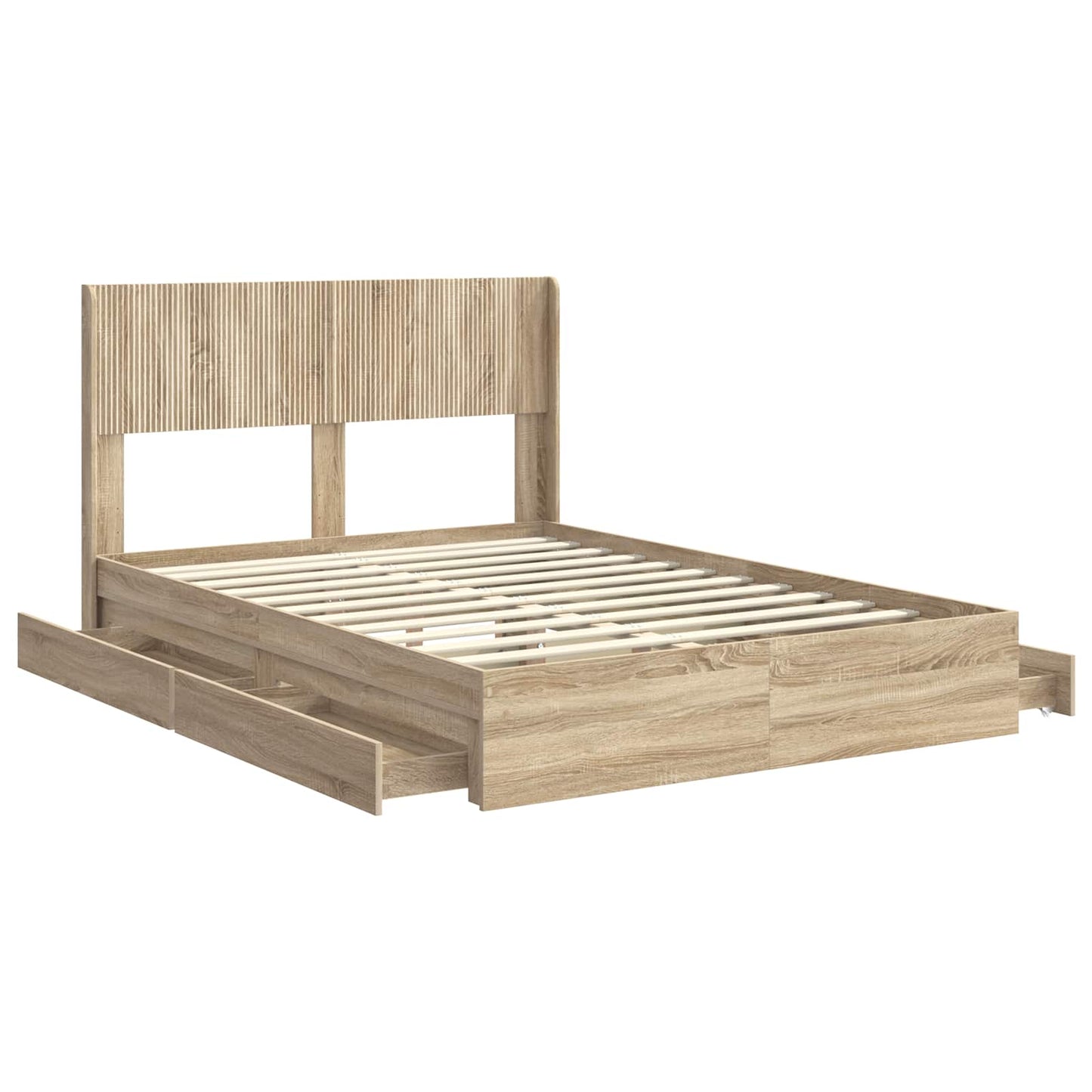 Bed Frame with Storage and Headboard Sonoma Oak 150 x 200 cm