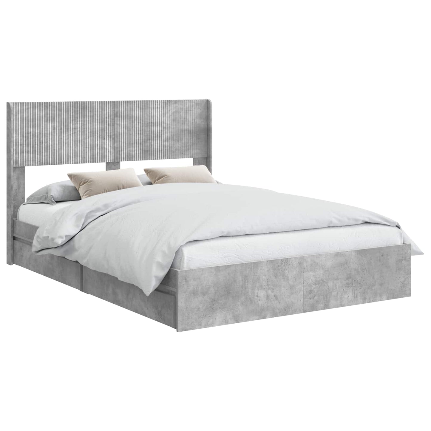 Bed Frame with Storage and Headboard Concrete Grey 150 x 200 cm