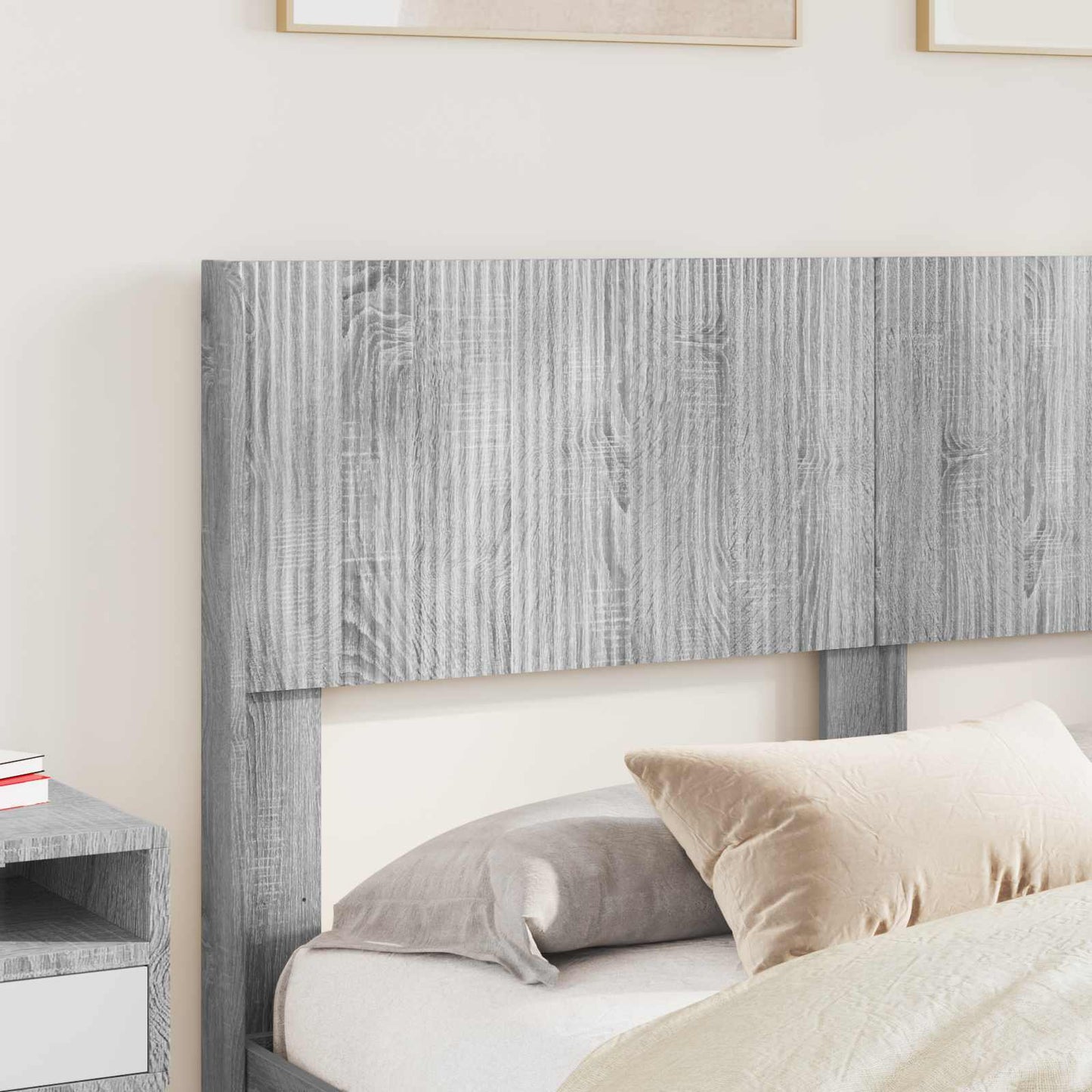 Bed Frame with Storage and Headboard Grey Sonoma 150 x 200 cm
